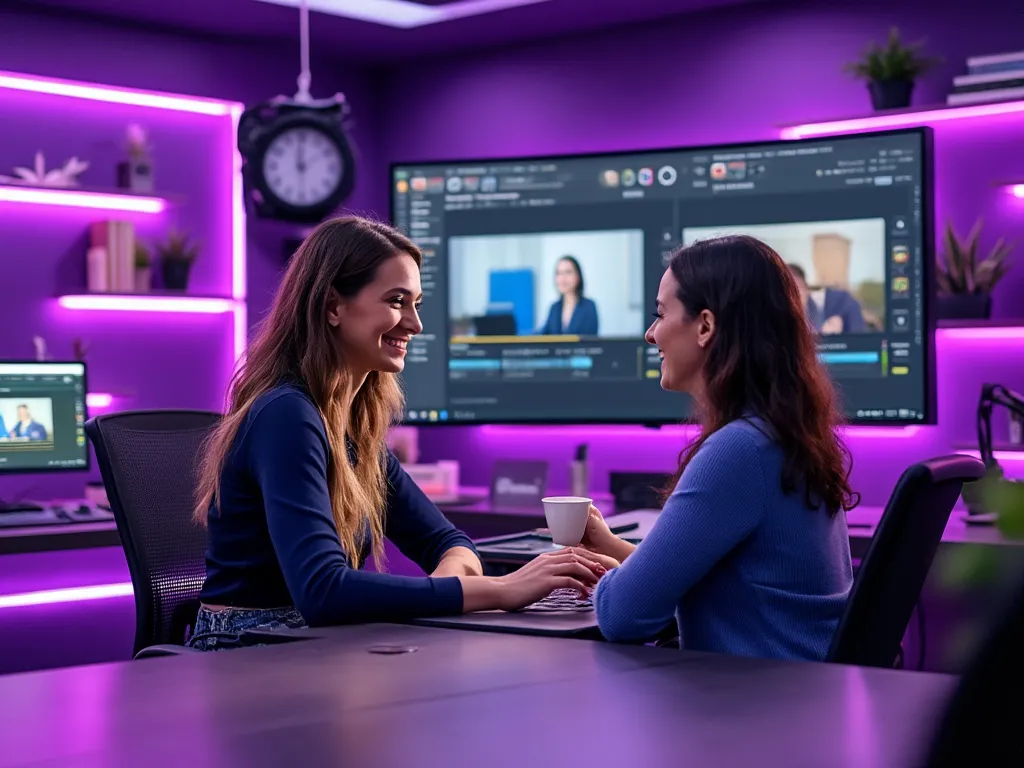 Two women producing a training video in 2026, showcasing essential tips for creating effective training videos as discussed in the blog post ‘Mastering the Art of Training Videos: 7 Essential Tips for 2026’.