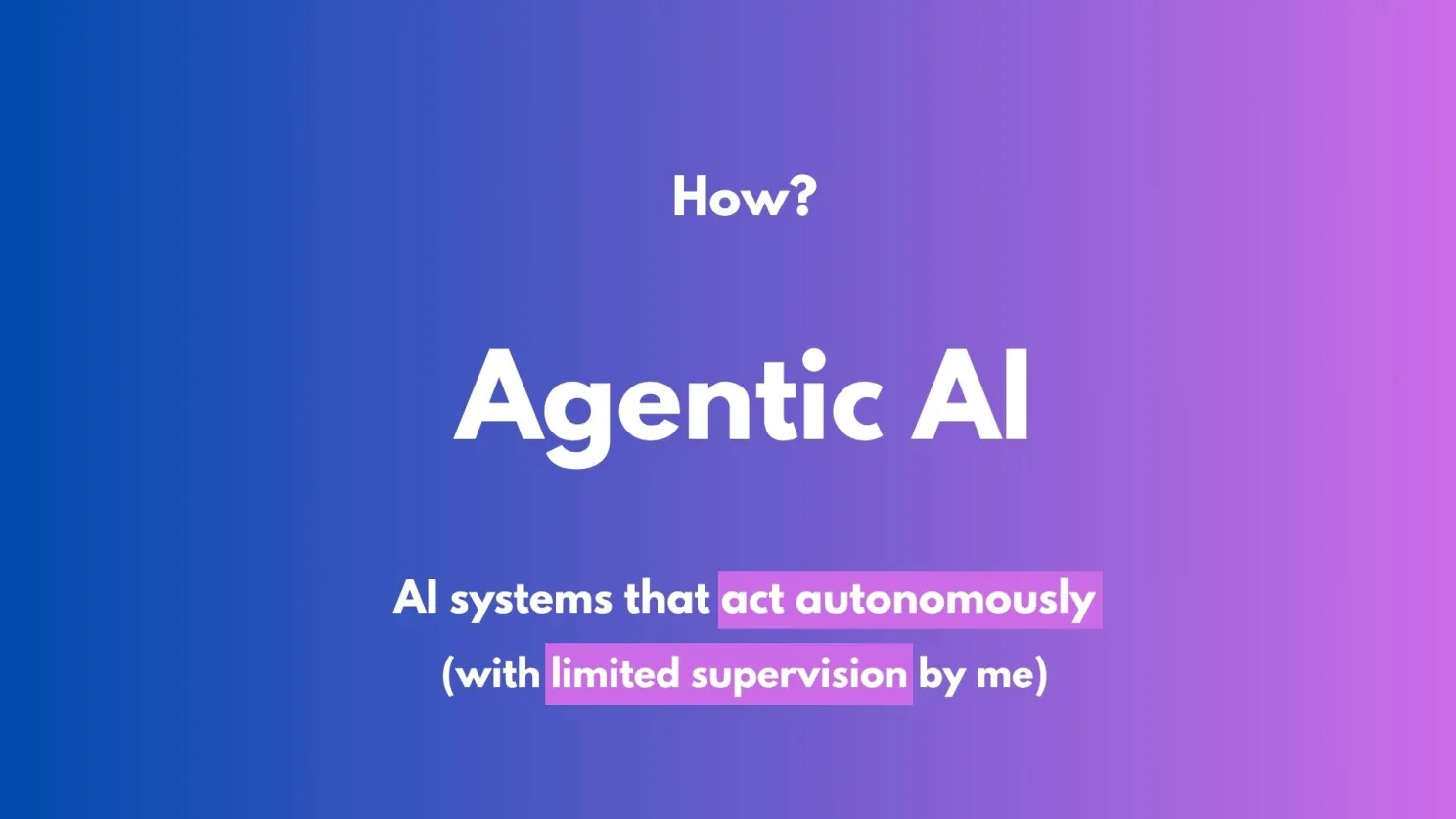 Definition of Agentic AI: AI systems that can act autonomously with minimal human supervision