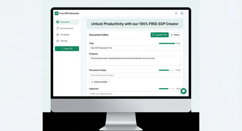 Free SOP generator software interface creating standard operating procedures with automated documentation tools