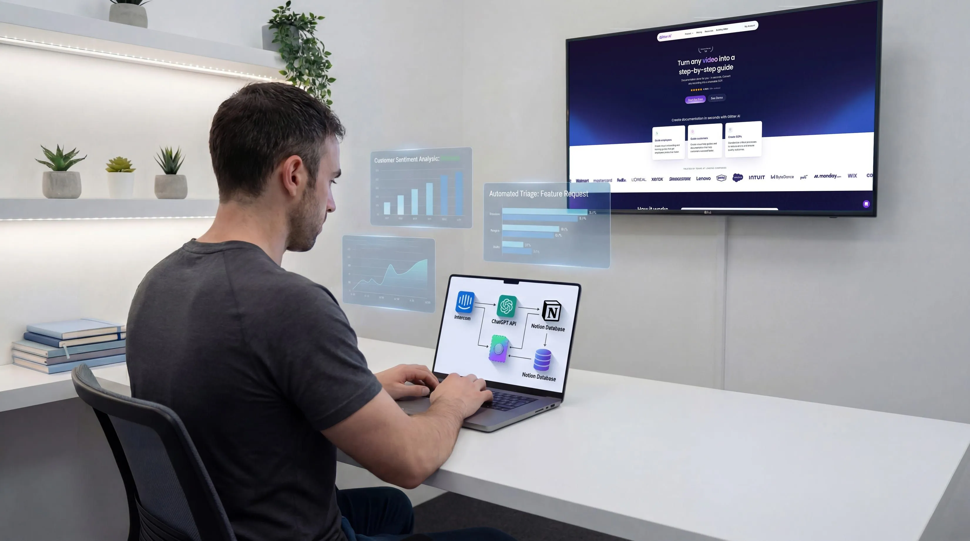 AI automation workflow using Make.com and ChatGPT for startup operations