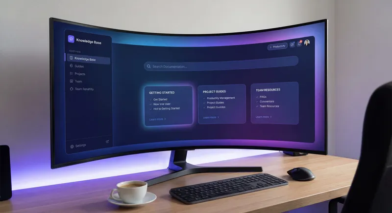 How to create a knowledge base: modern digital interface with organized, searchable documentation