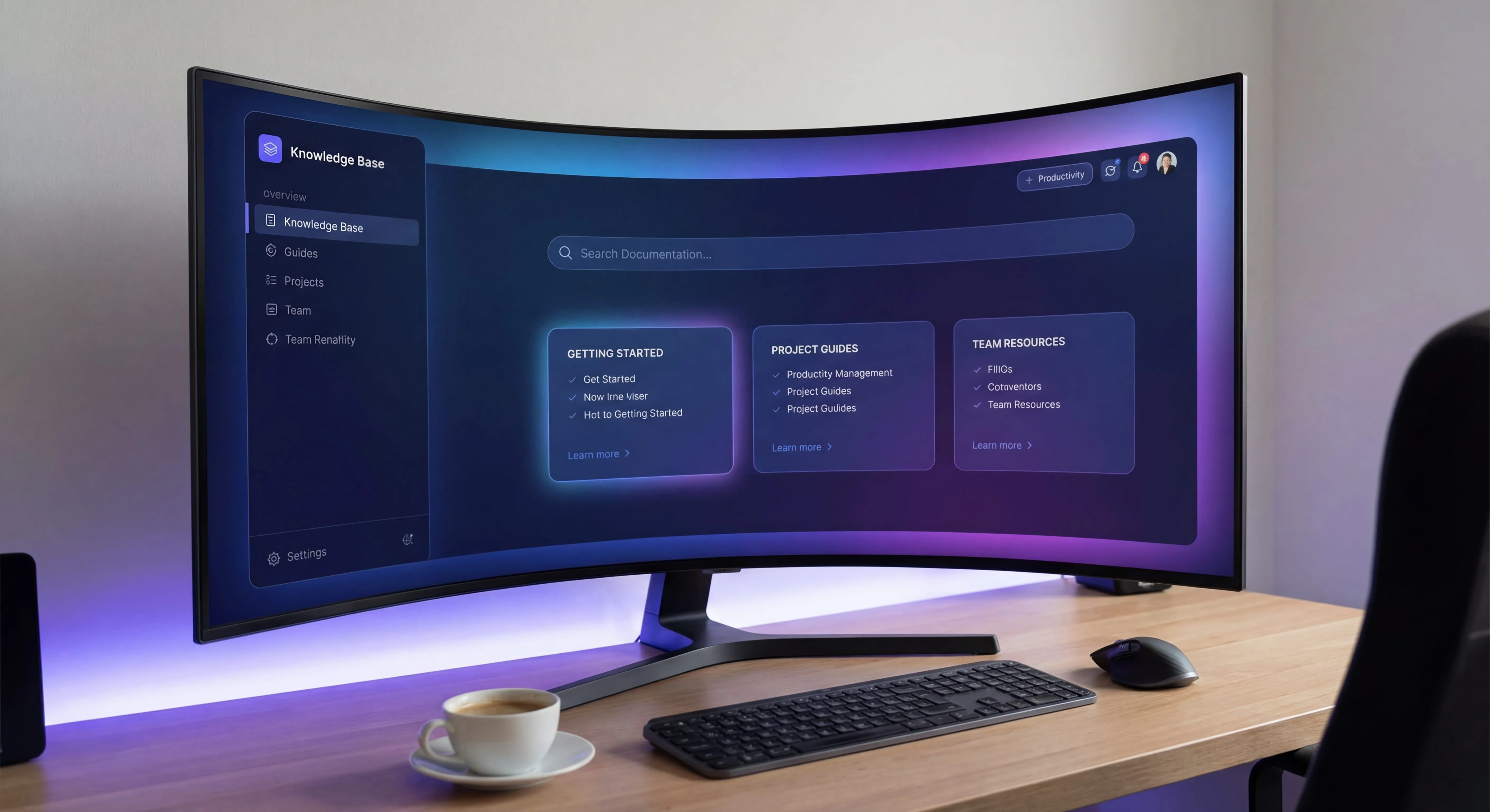 How to create a knowledge base: modern digital interface with organized, searchable documentation