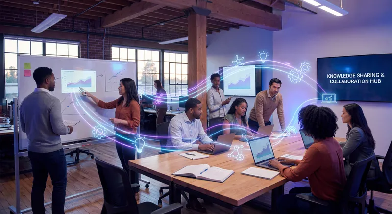 Knowledge sharing culture: collaborative team environment with people sharing expertise and information