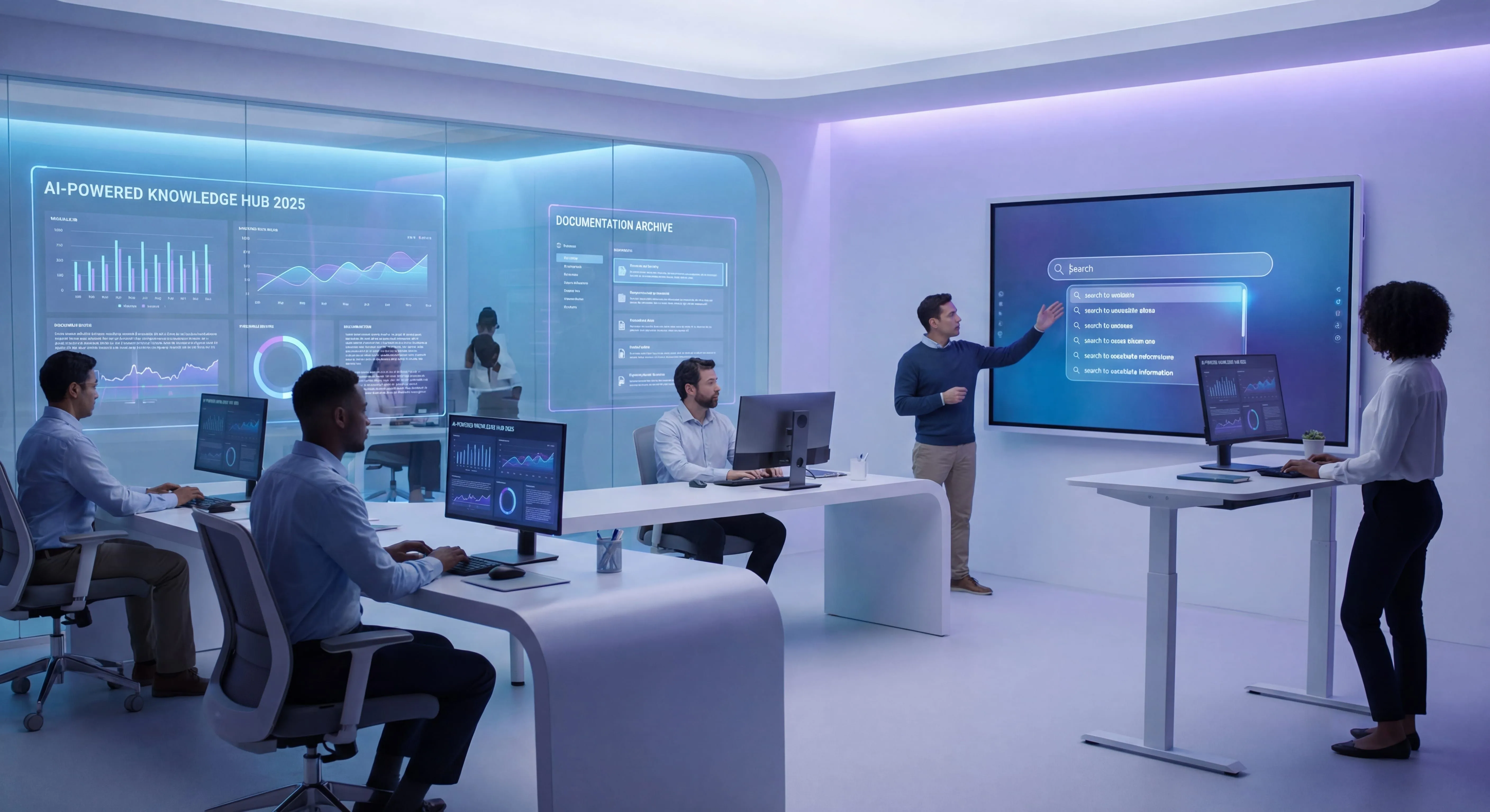 Team using knowledge sharing tools to collaborate across digital platforms