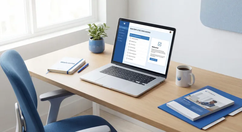 New employee onboarding checklist on tablet with task management and progress tracking interface