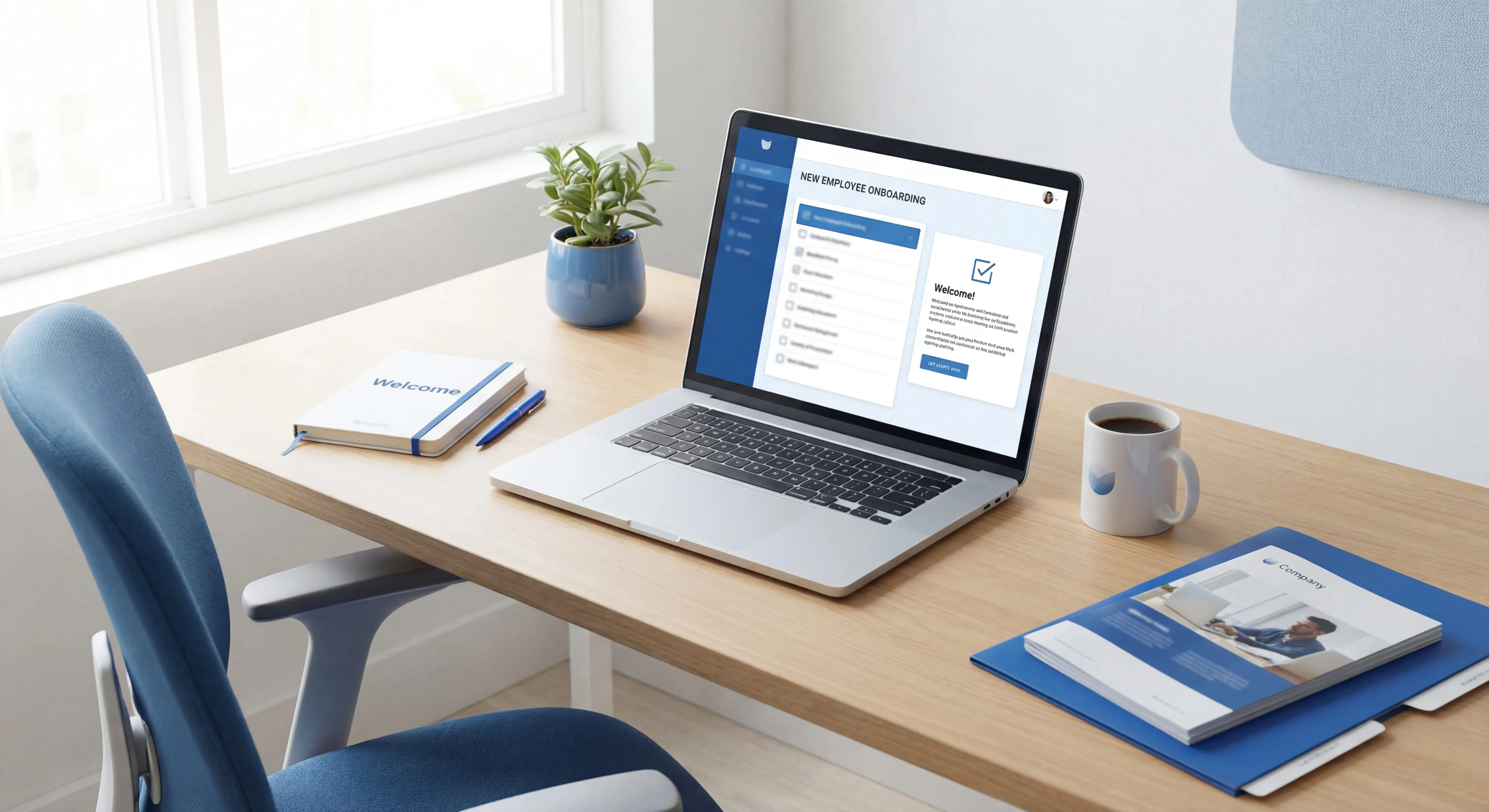 New employee onboarding checklist on tablet with task management and progress tracking interface
