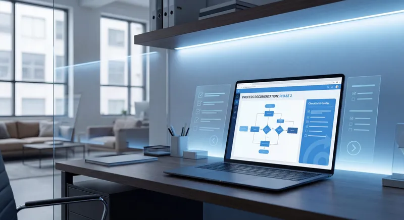 Process documentation guide with flowcharts and organized business workflows