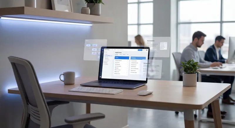 Process documentation software dashboard on laptop showing modern documentation tools and interface