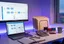 Procurement process workflow on a laptop with purchase orders and invoices organized on a finance team desk