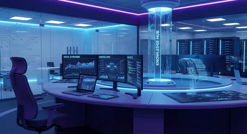 Centralized single source of truth workspace with organized data streams and unified information system