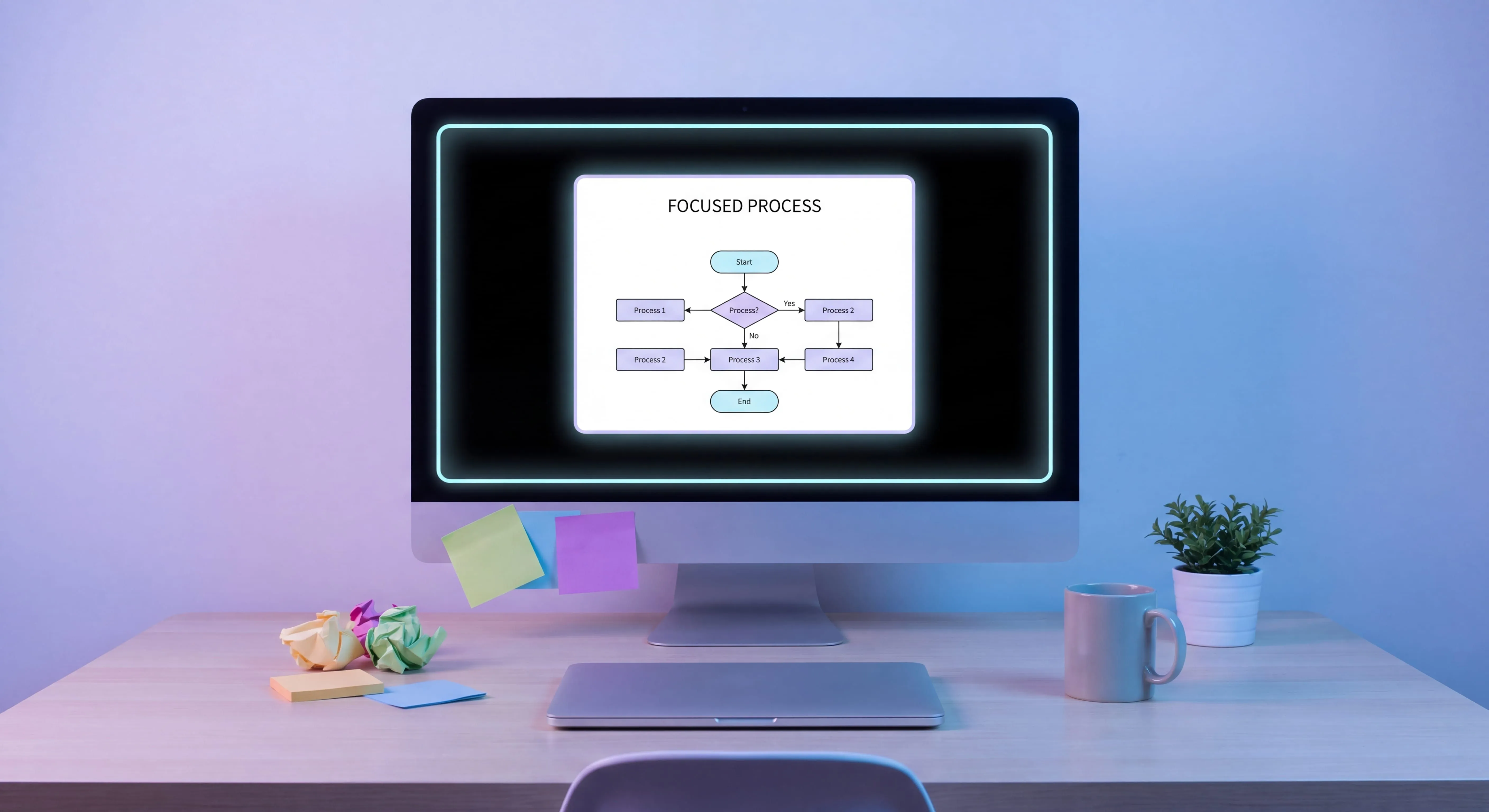 Focused SOP scope diagram on a clean workspace screen illustrating defined process boundaries
