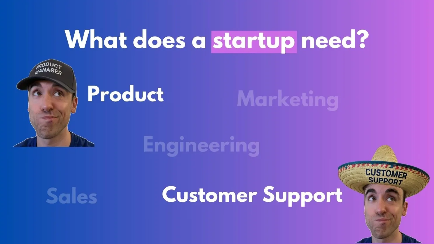 AI-generated illustration of two hats: Product Manager hat and Customer Support sombrero