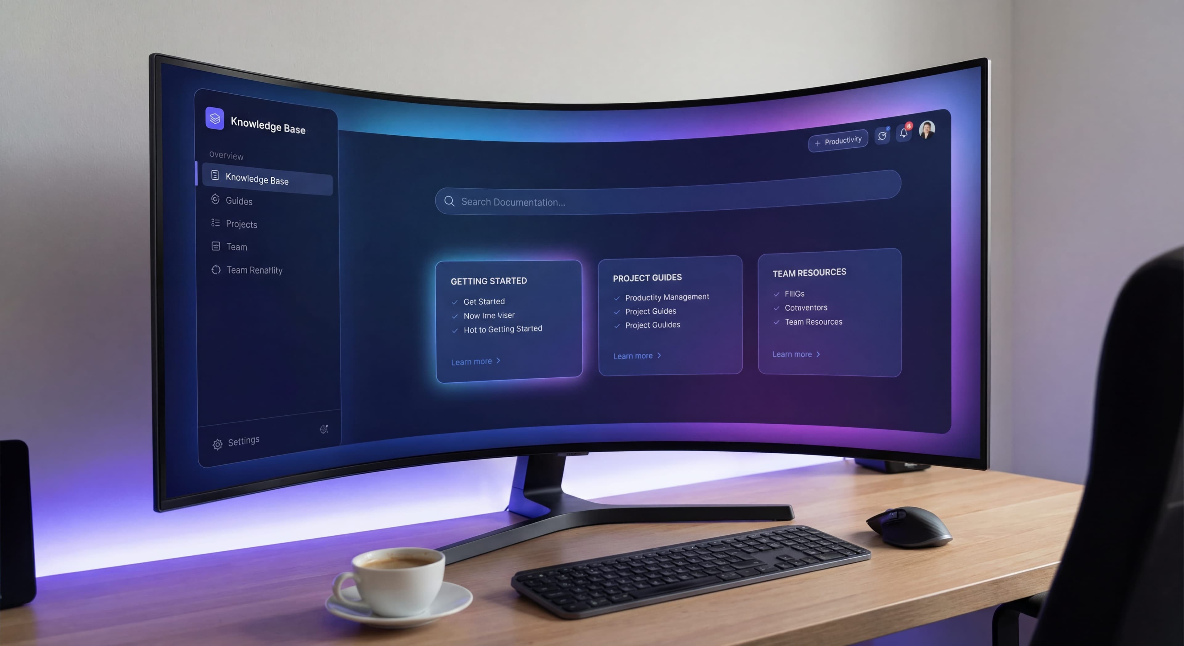 How to create a knowledge base: modern digital interface with organized, searchable documentation