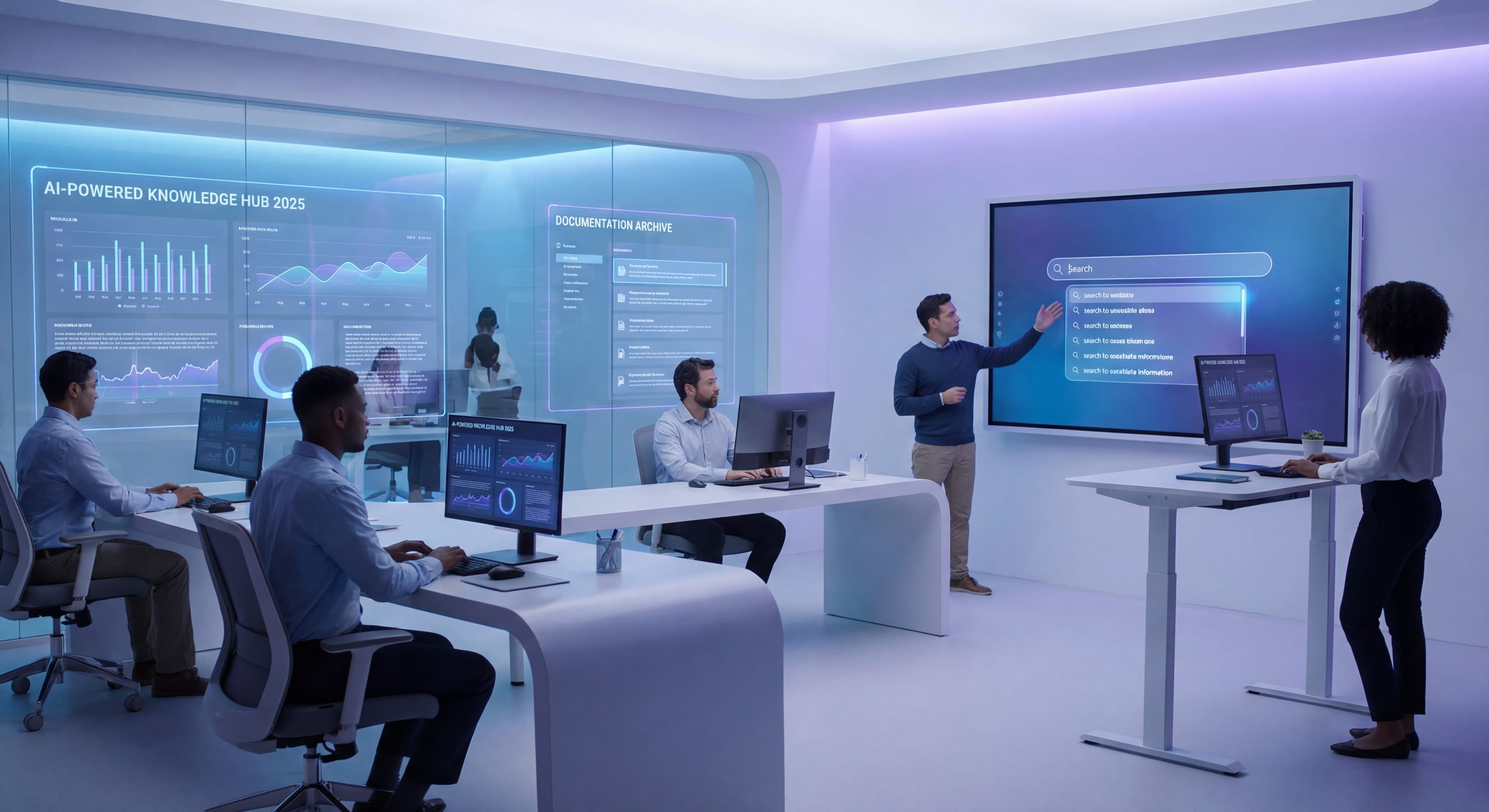 Team using knowledge sharing tools to collaborate across digital platforms