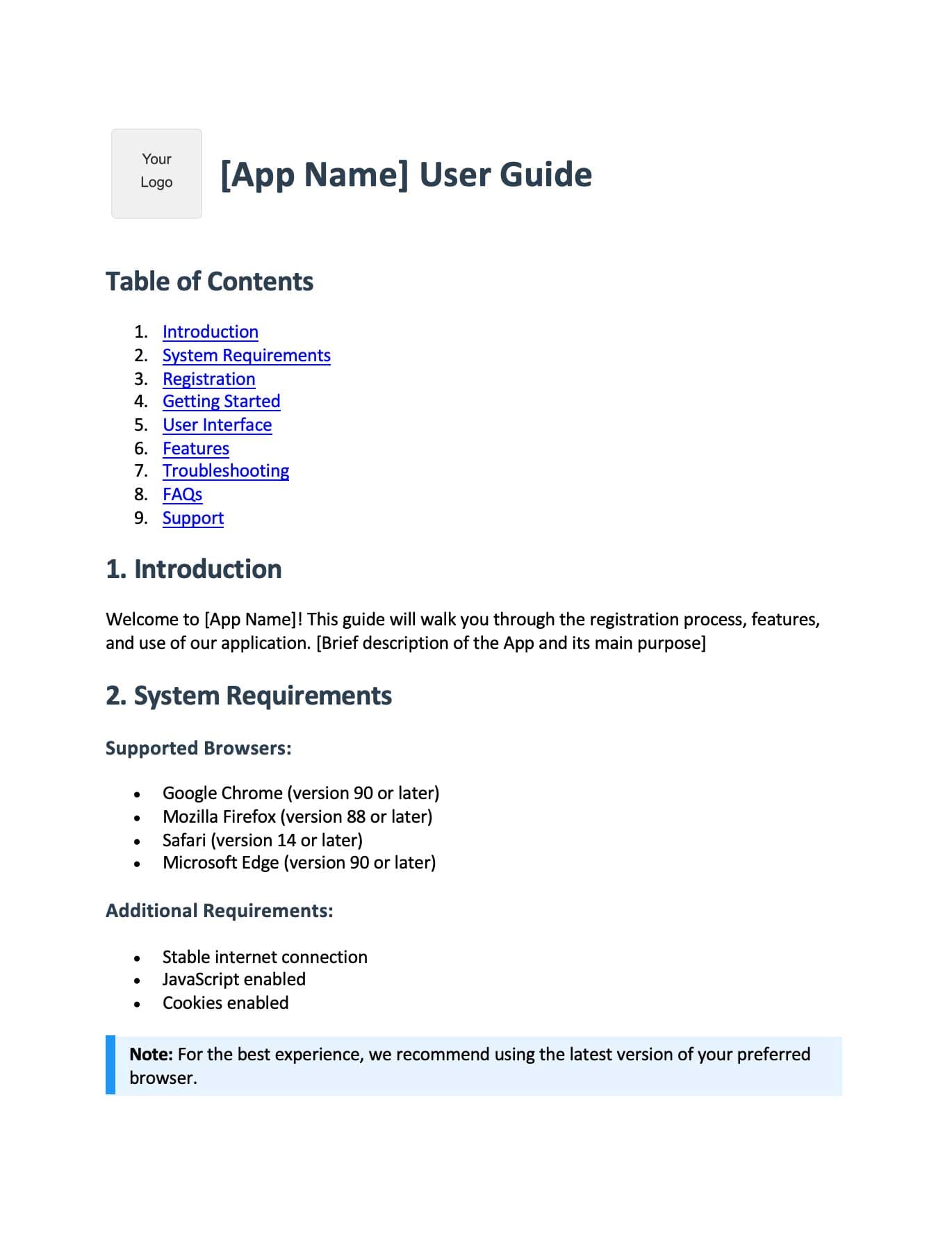 Software quick reference card template preview
