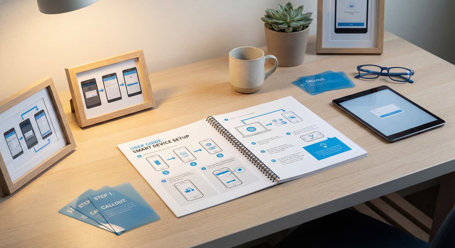 Step-by-step instruction manual template with visual guides and clear formatting