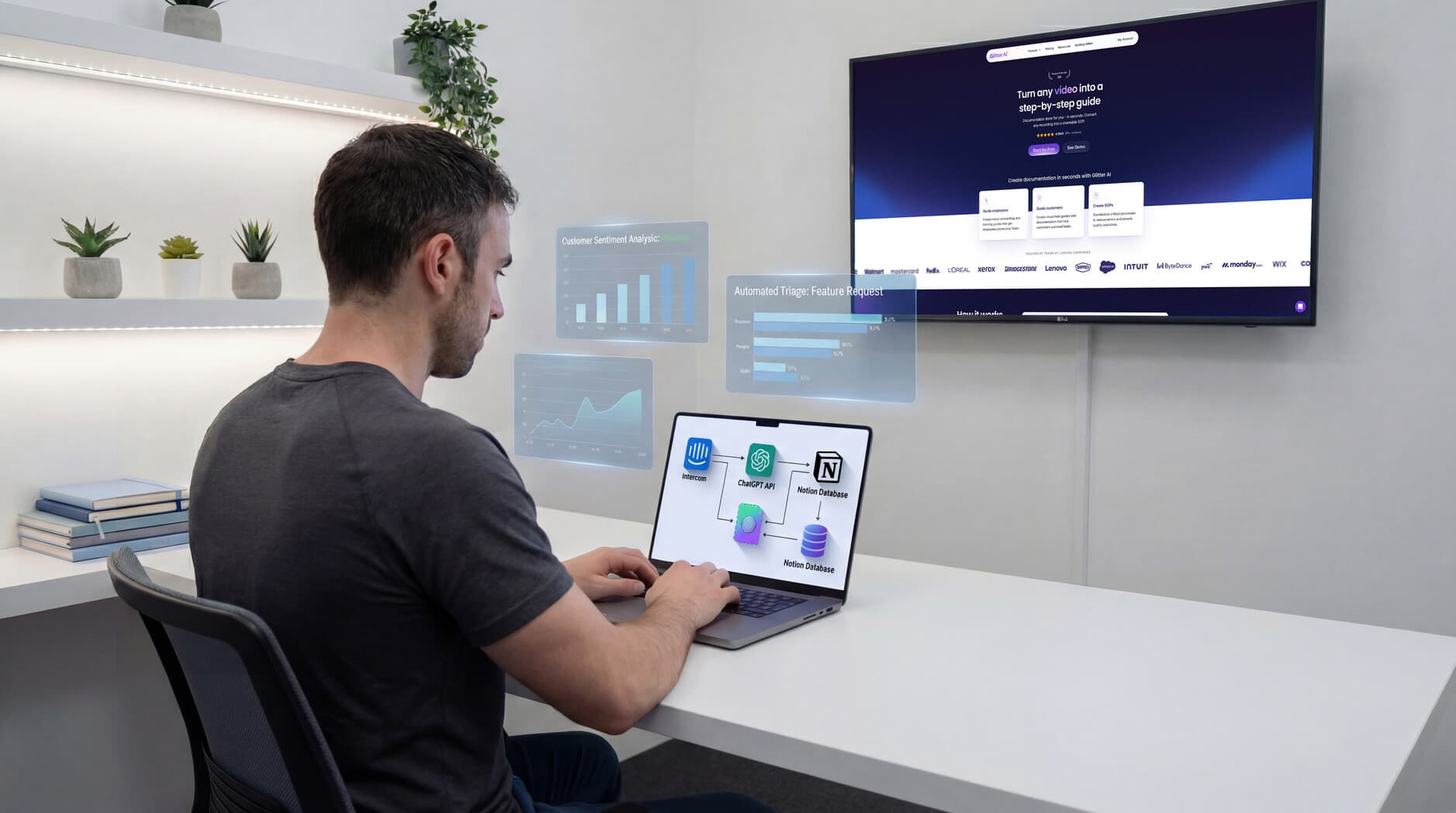 AI automation workflow using Make.com and ChatGPT for startup operations
