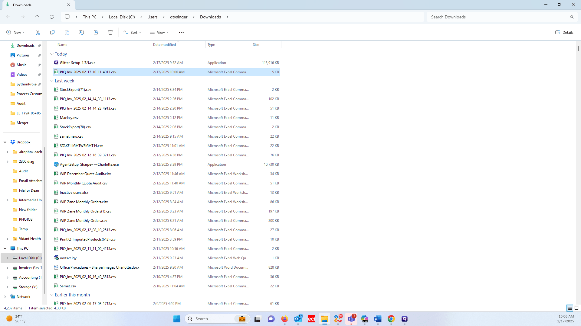 Step #9: Click on the export file. (ex: "PIQ Inv_2025_02_17_10_11_4013.csv")