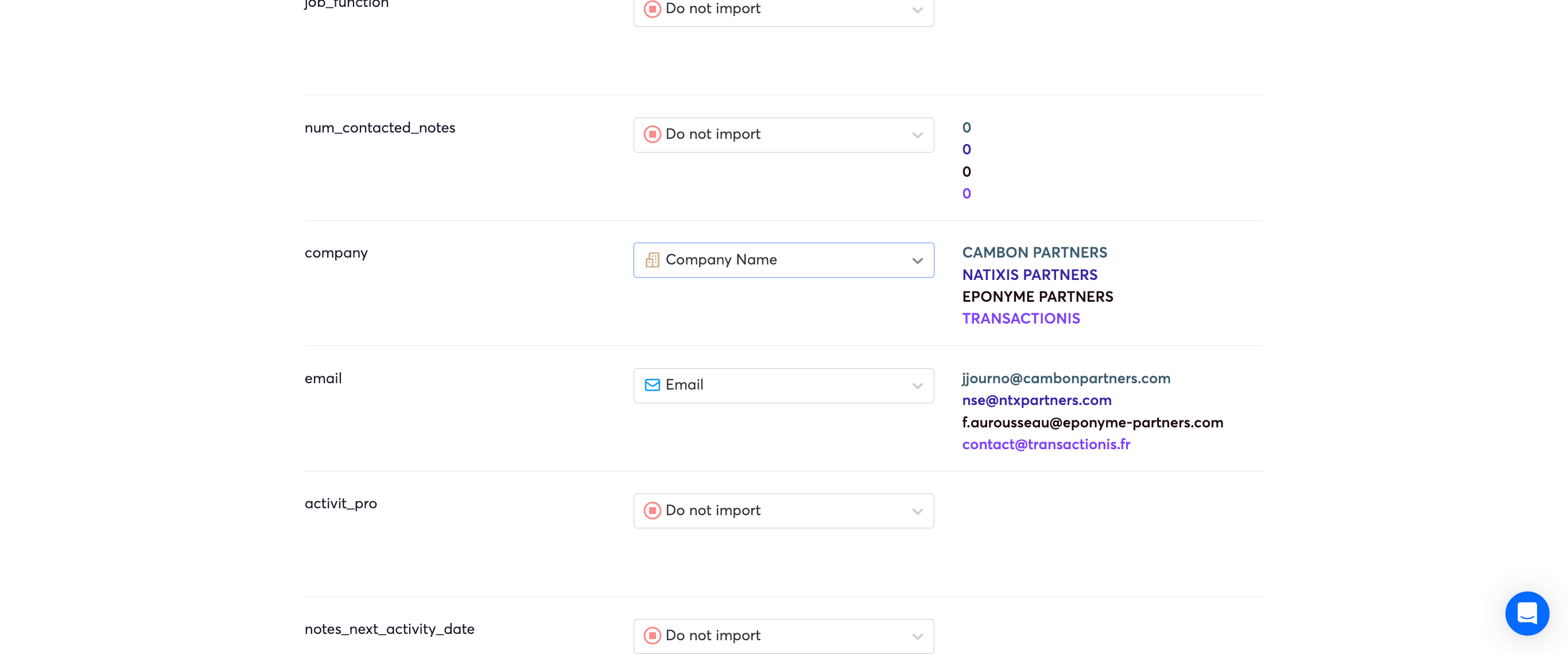 Step #11: Le bon mapping "company"