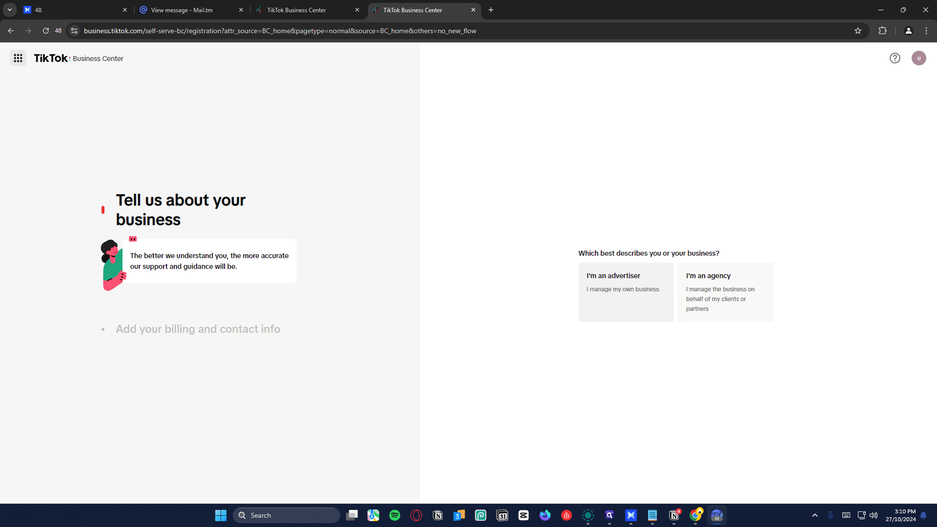 Step #12: Click on "I'm an advertiser"