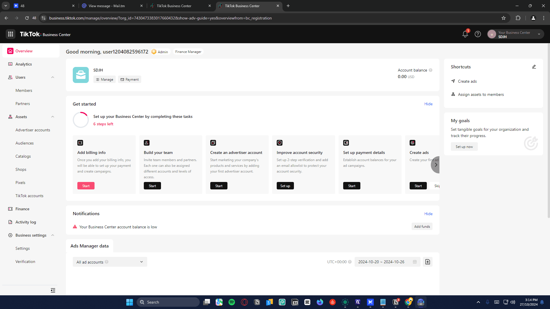 Step #28: Click on "Start" Add billing info