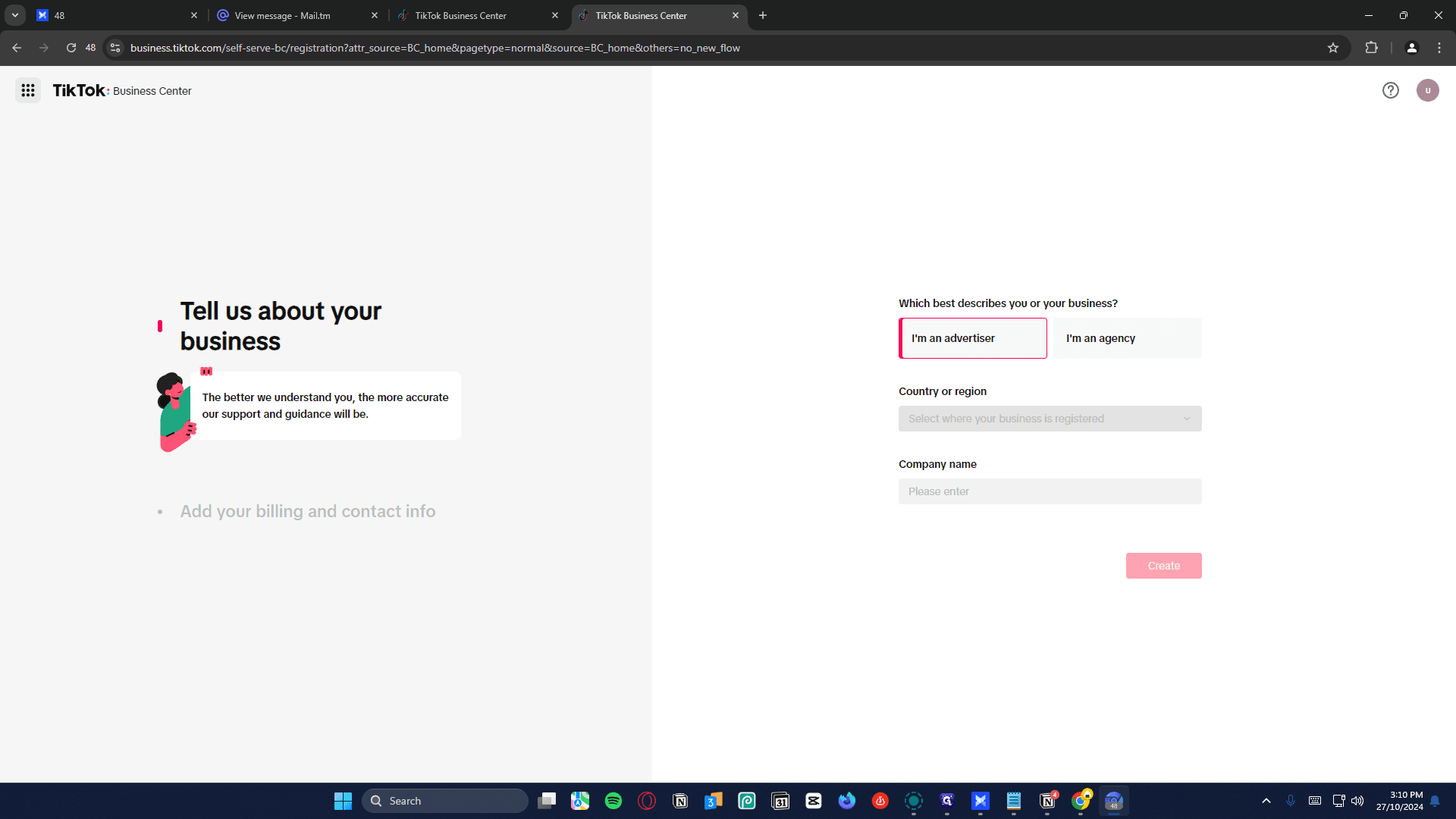 Step #13: Click on "country or region"
