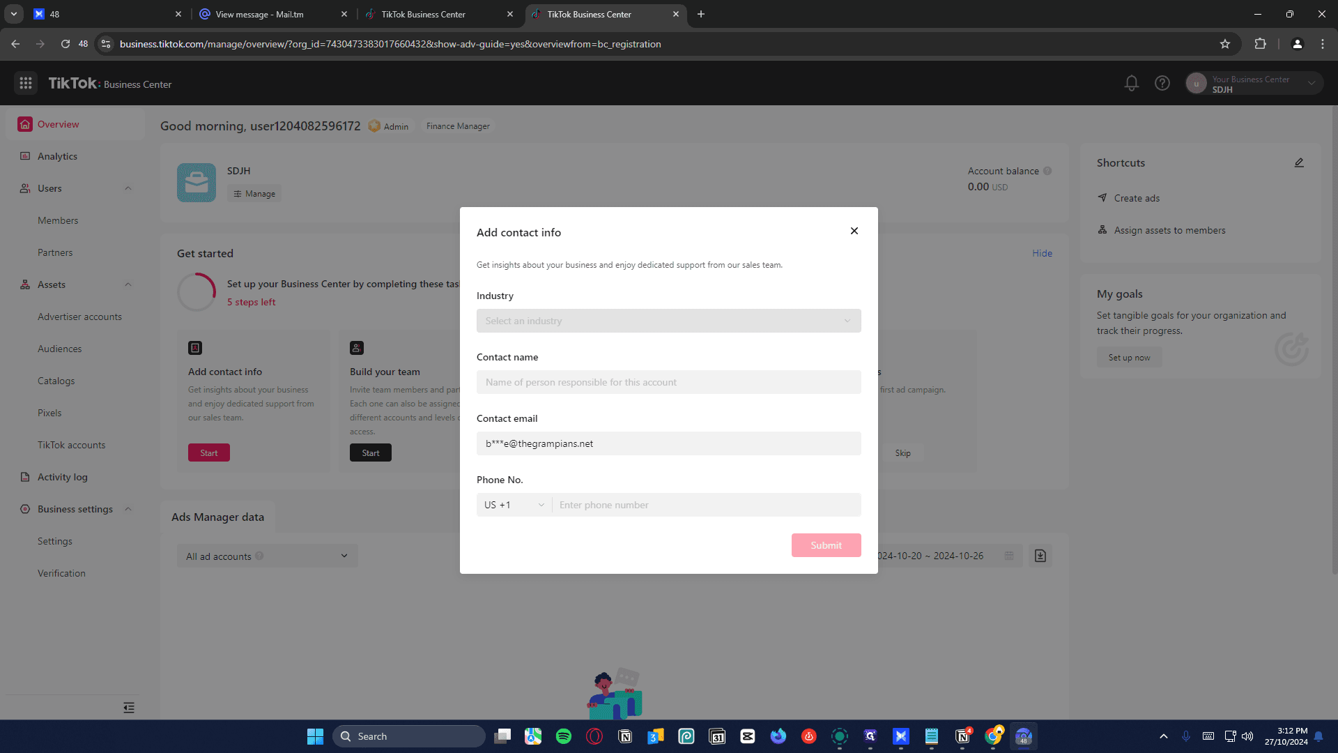 Step #20: Click on "Select an industry"