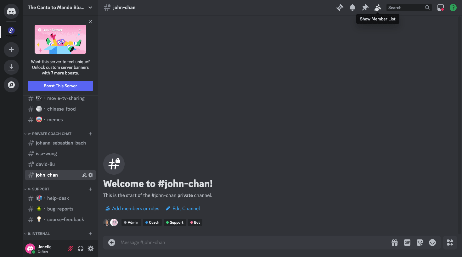 Step #19: Click "show member list" on top right if it isn't already viewable.