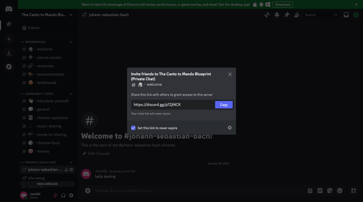 Step #5: You can copy this link, email it to them, and ask them to join the server.