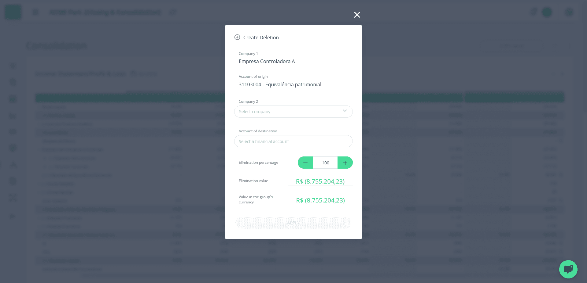 Step #3: Modal de criação de eliminação