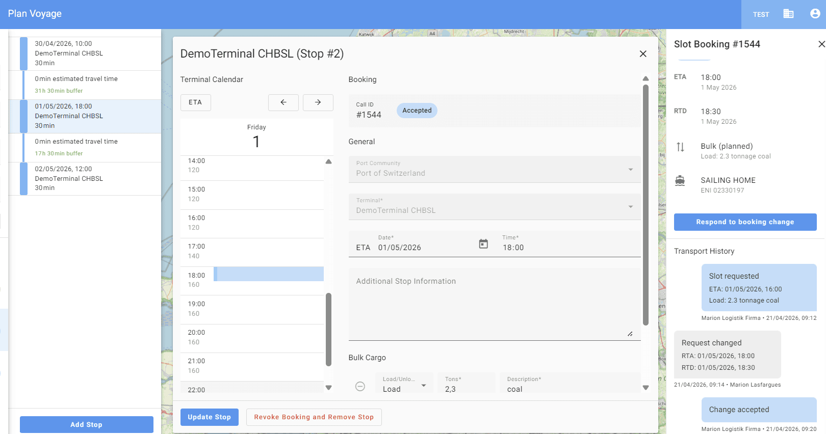 Step #14: New status for the changed booking – Accepted.