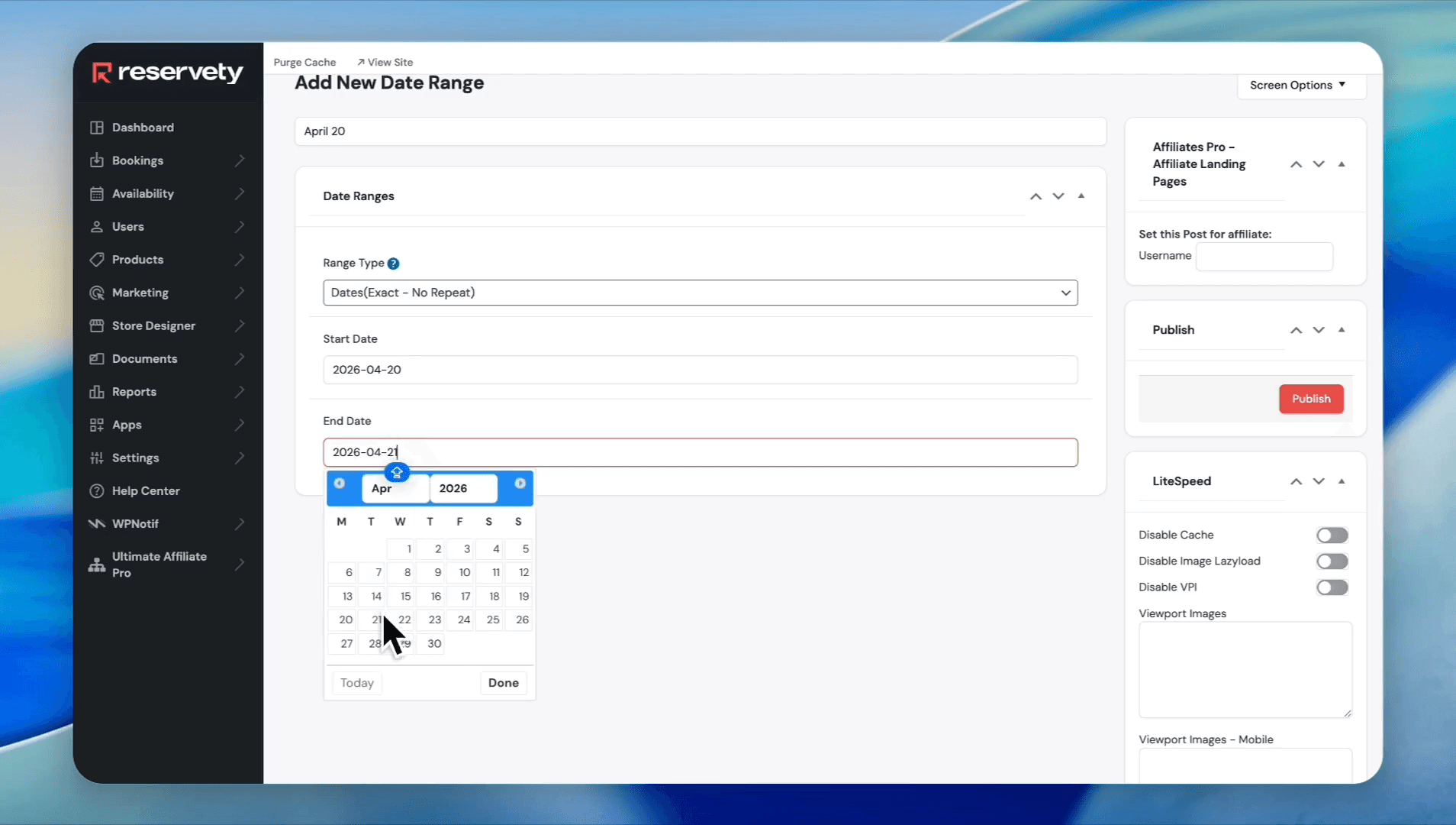 Step #8: Select the End Date