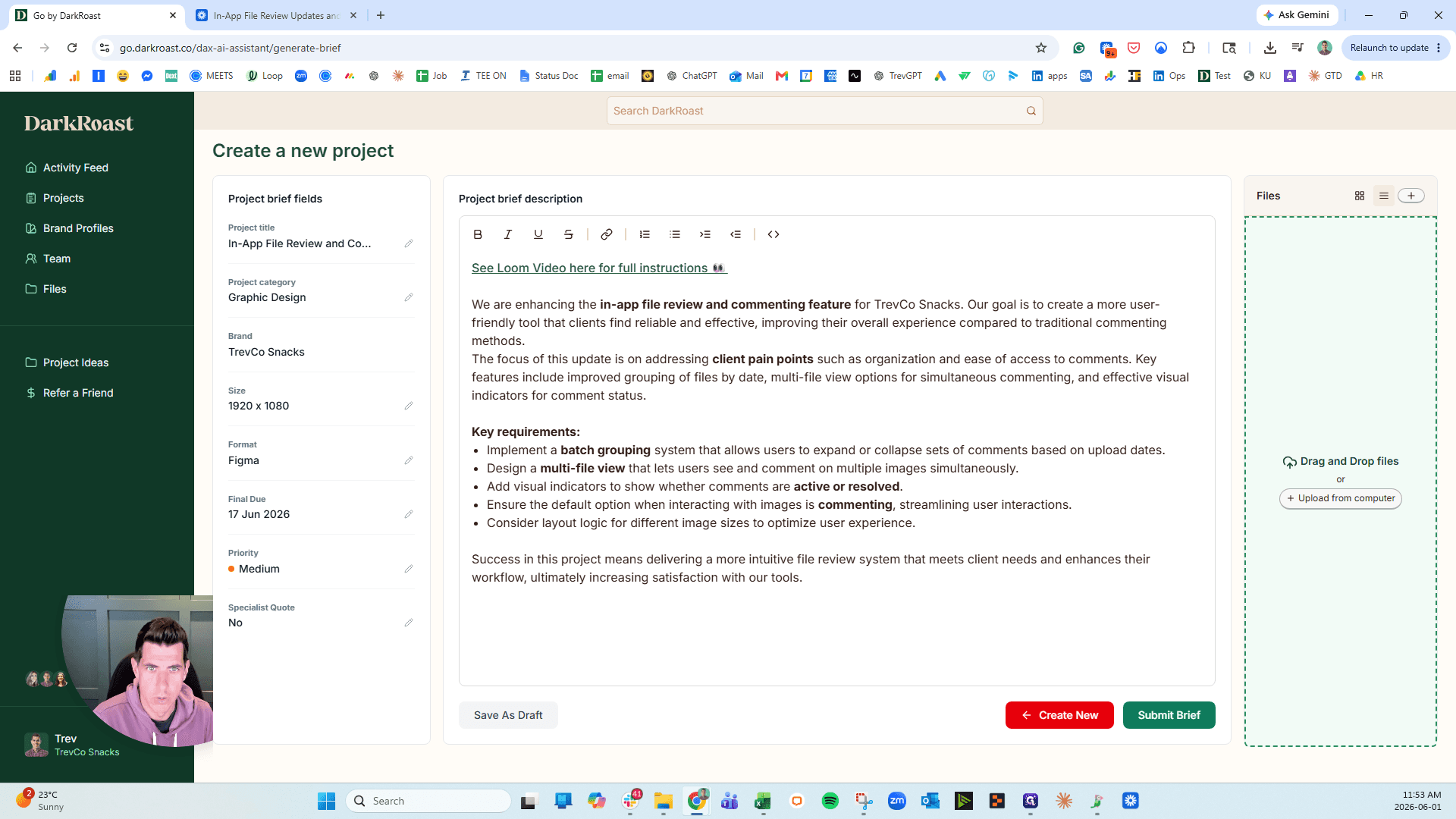Step #9: Click Submit Brief to finalize your request.