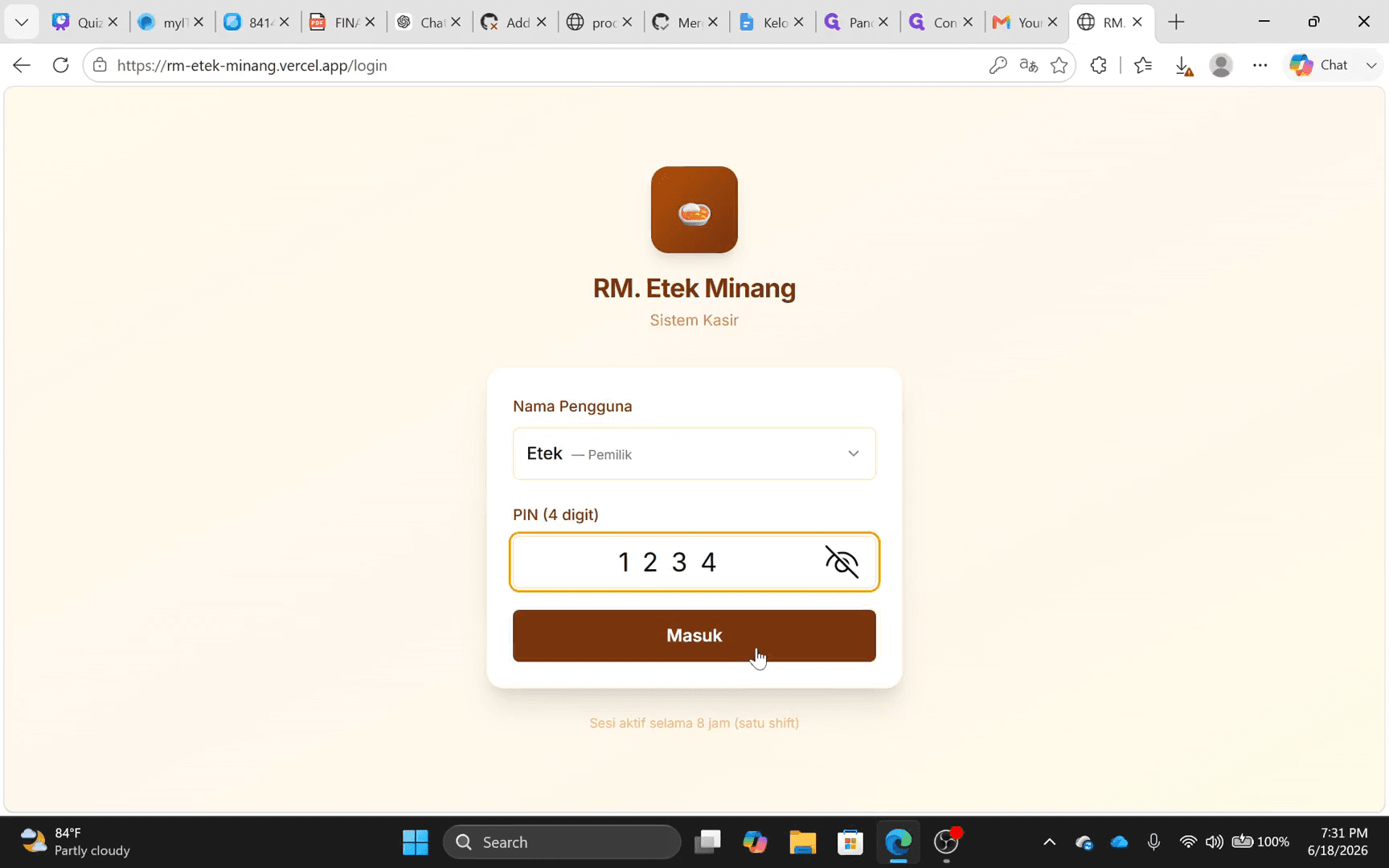 Step #3: Klik Masuk.