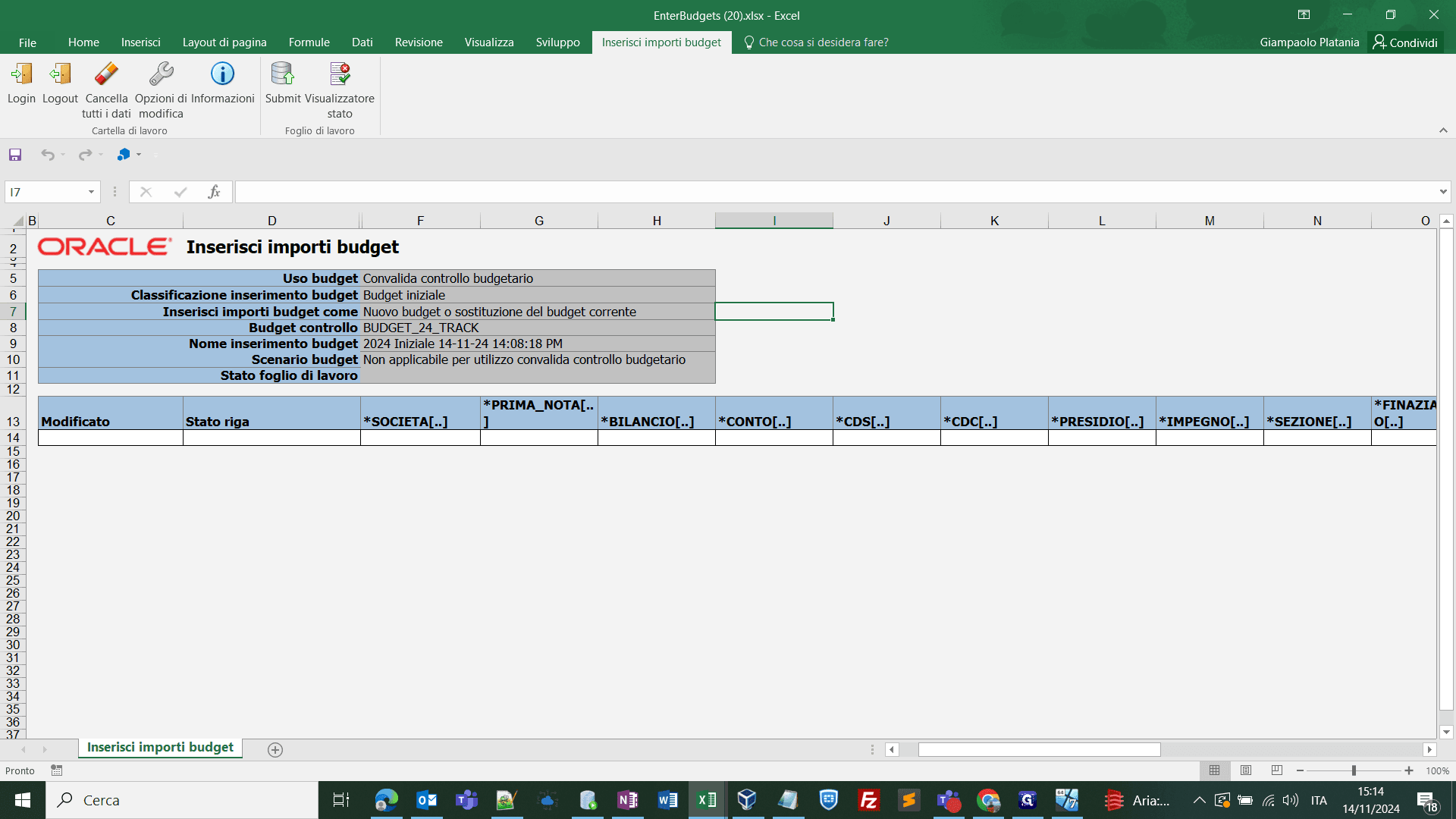 Step #13: Facendo doppio click sul campo bianco sotto il primo segmento ci verrà aperta la schermata di compilazione della chiave contabile