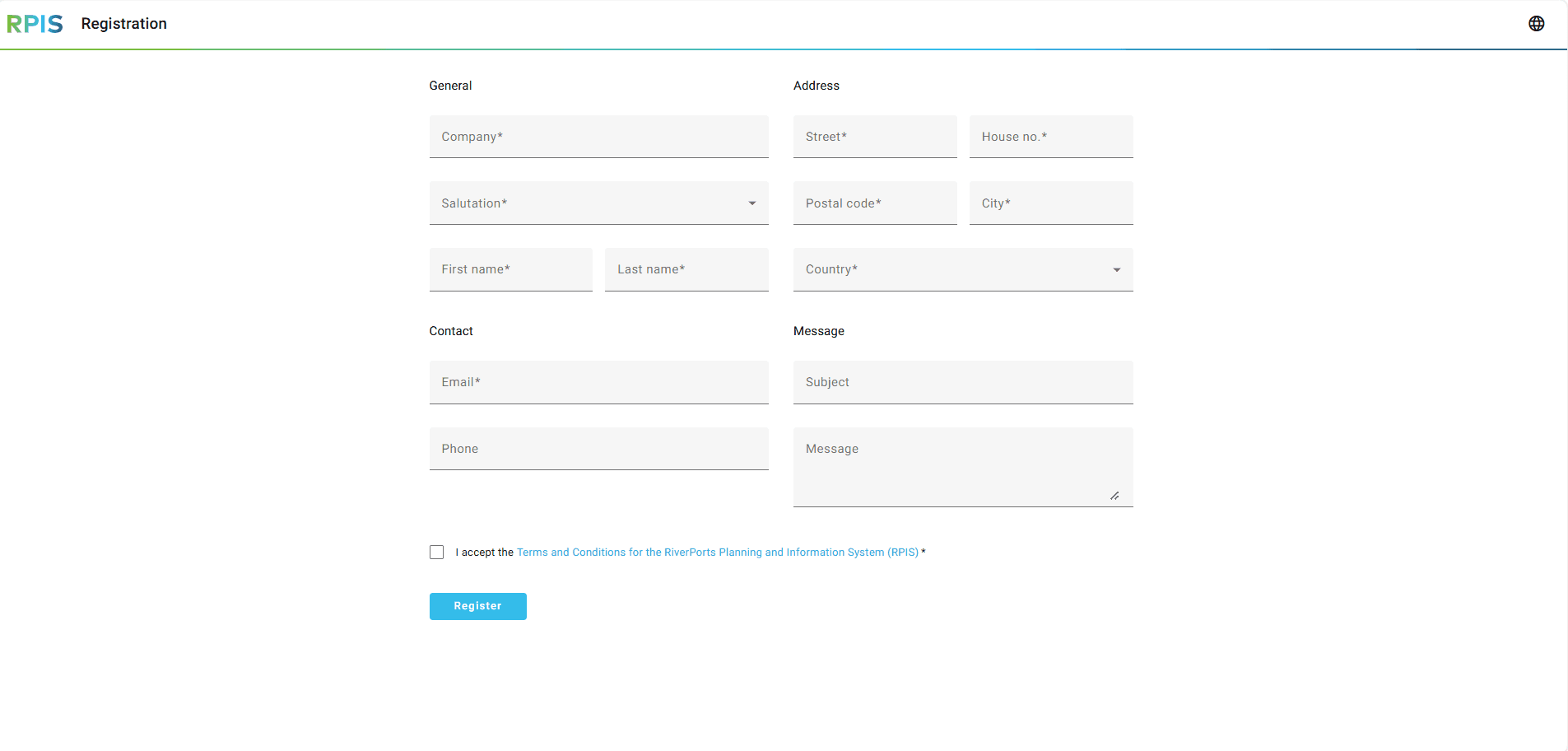 Step #2: Fill out the required company details, address, and primary contact information in the registration form.
