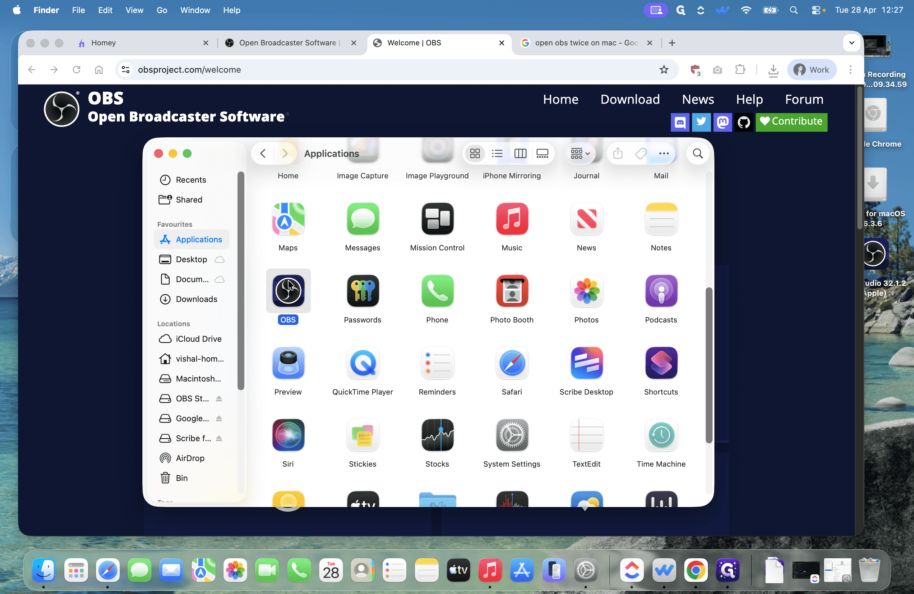Step #5: Double-click the OBS icon in your Applications folder.