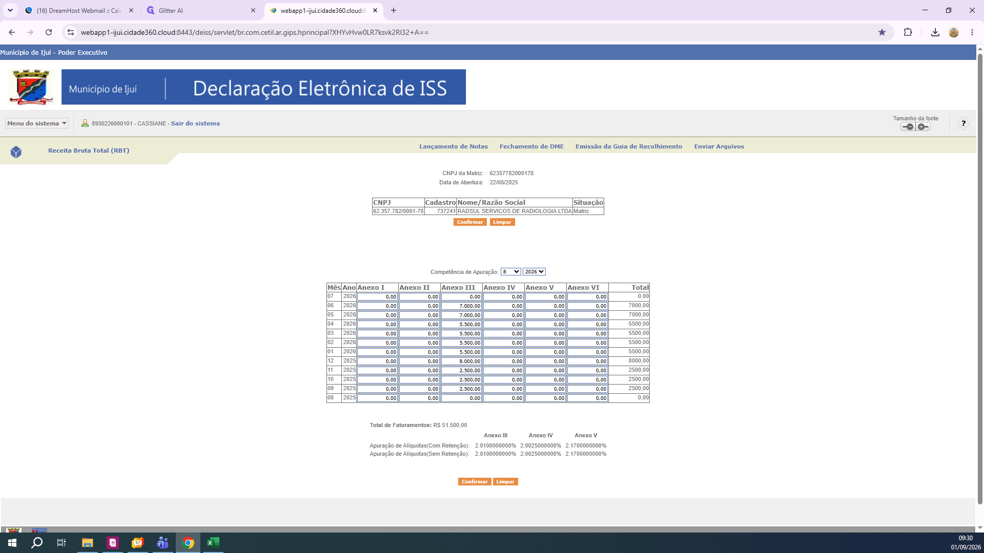 Step #15: Clique no campo de valor correspondente ao anexo da atividade (por exemplo, Anexo III).