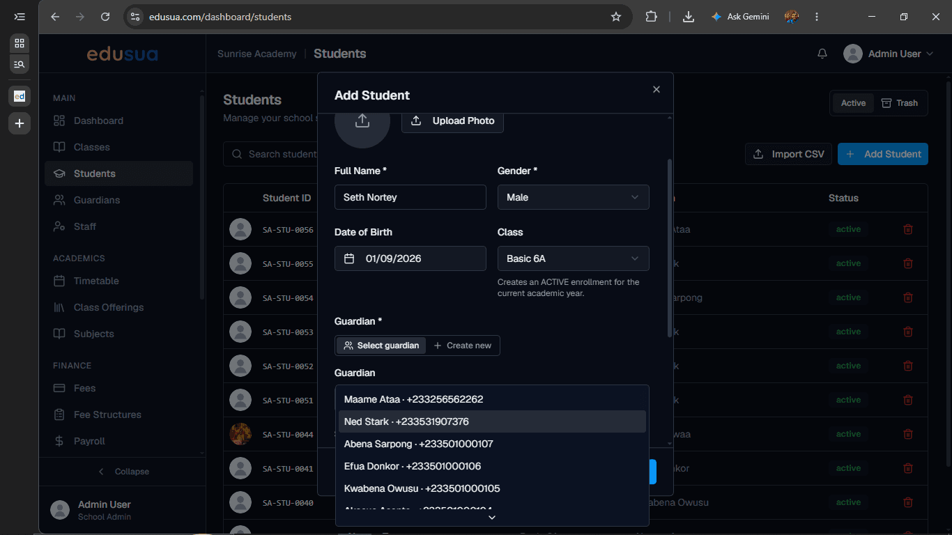 Step #8: Click the assigned guardian from the list.