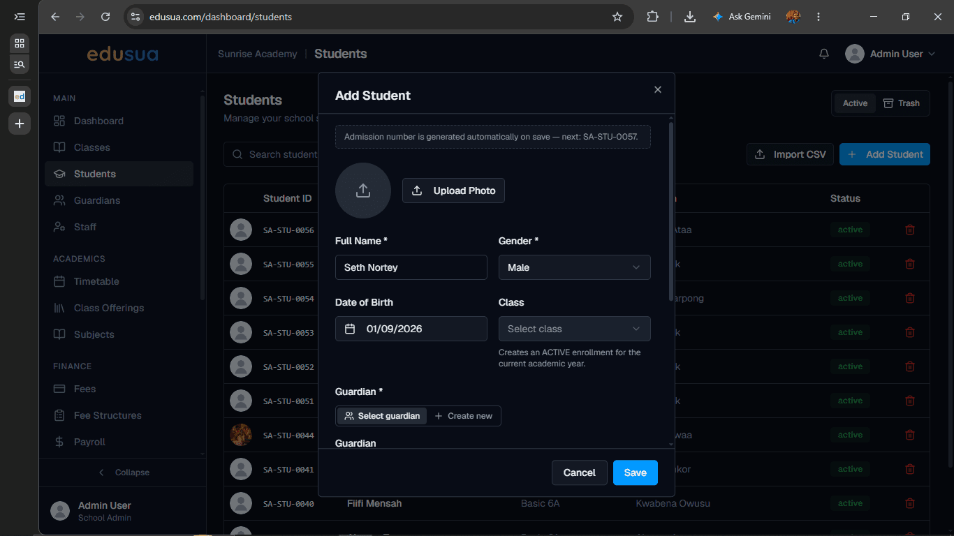 Step #5: Click the Select class dropdown.