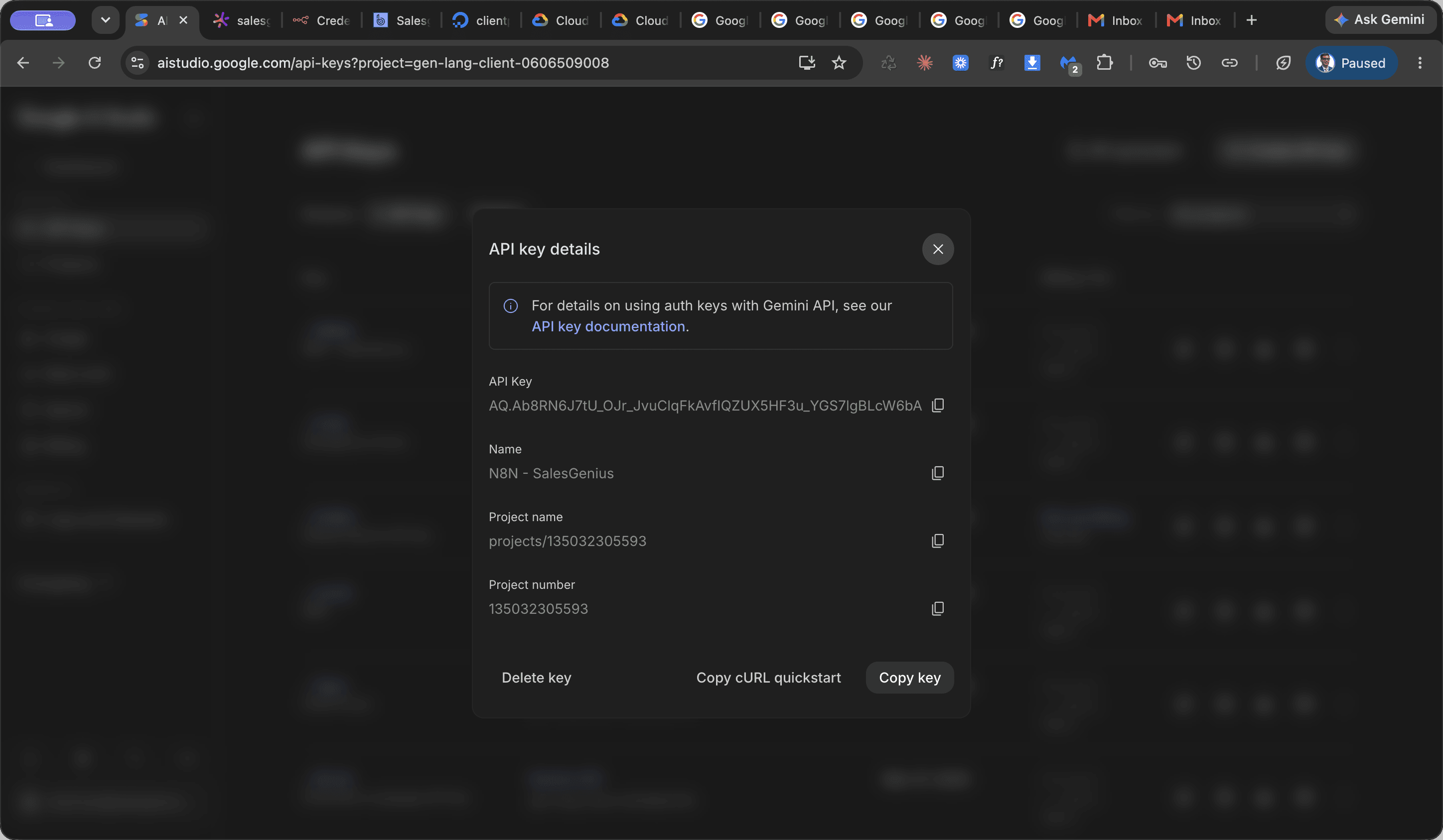 Step #1: Return to Google AI Studio and close the key details dialog.