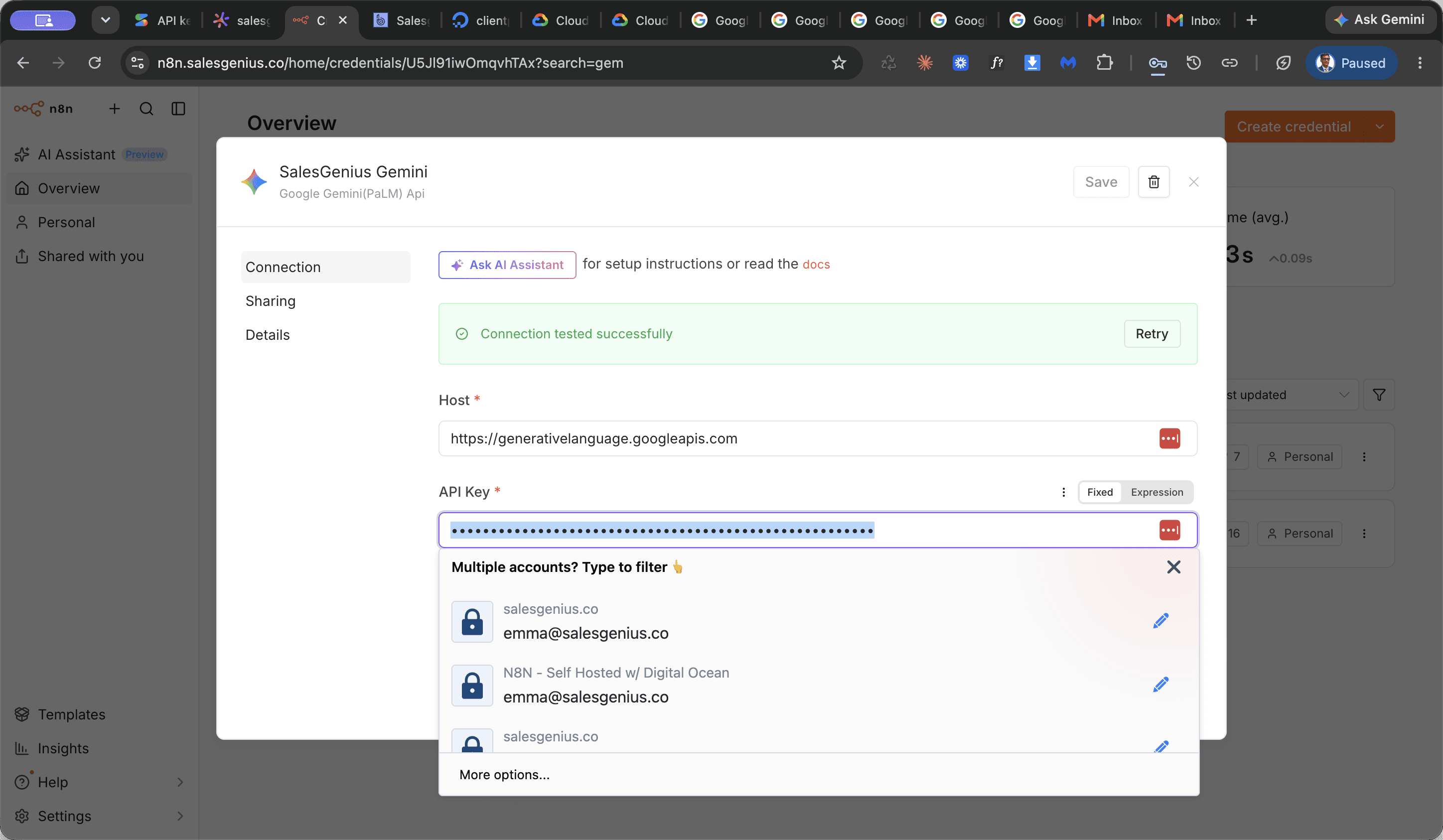 Step #10: Select the current API key field and paste your new key.