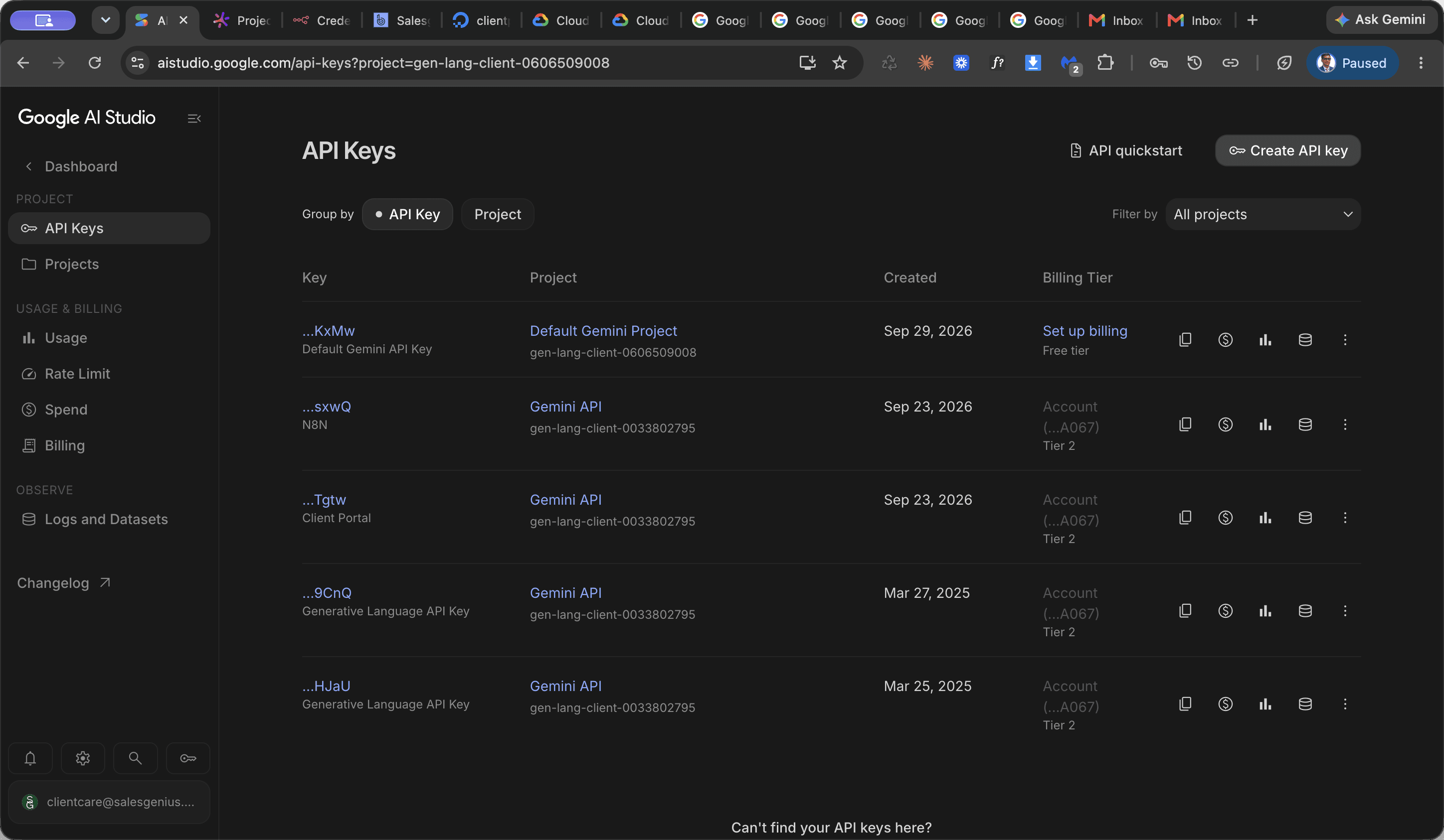 Step #5: Click Create API key.