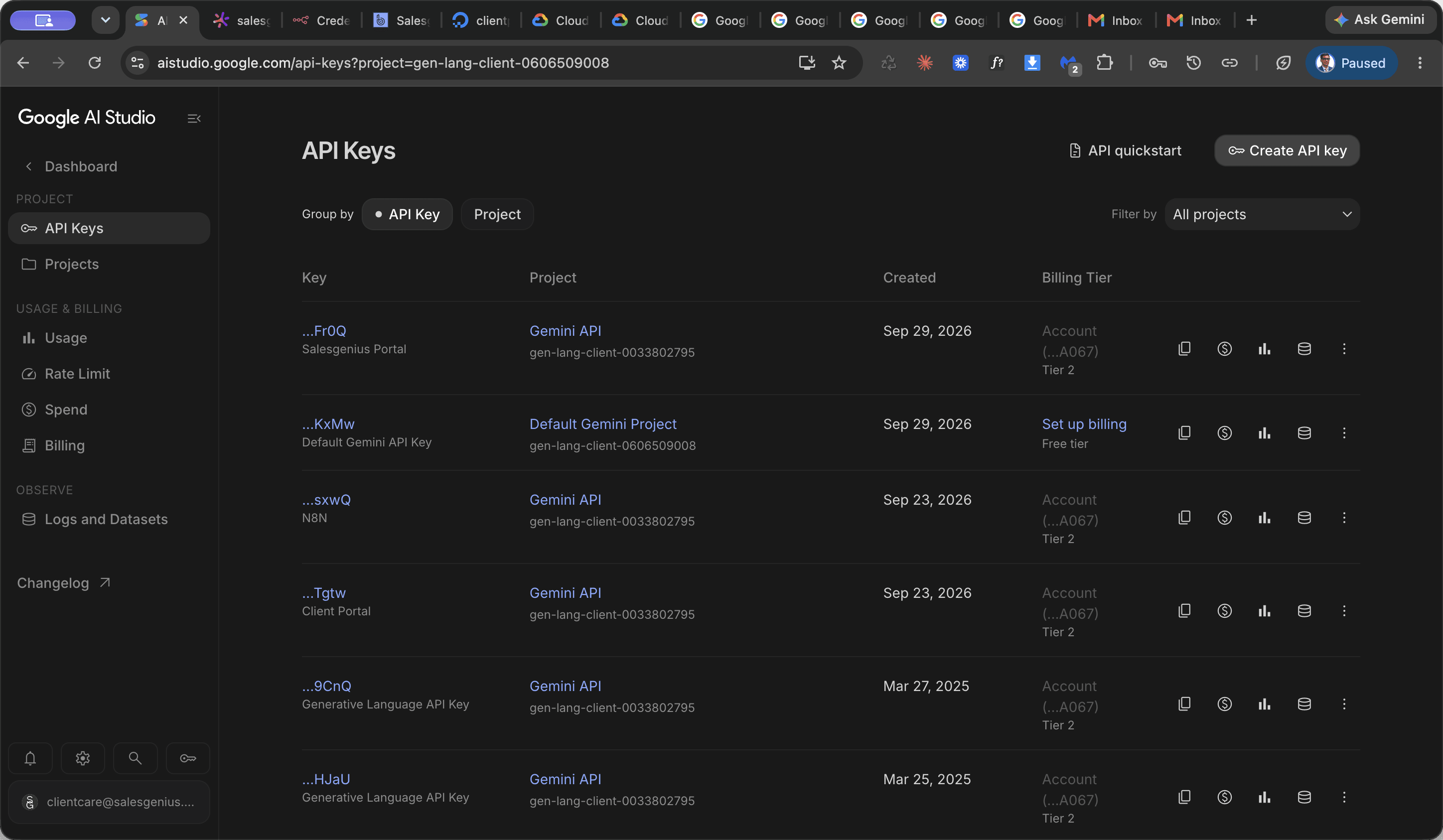 Step #2: Click Create API key.
