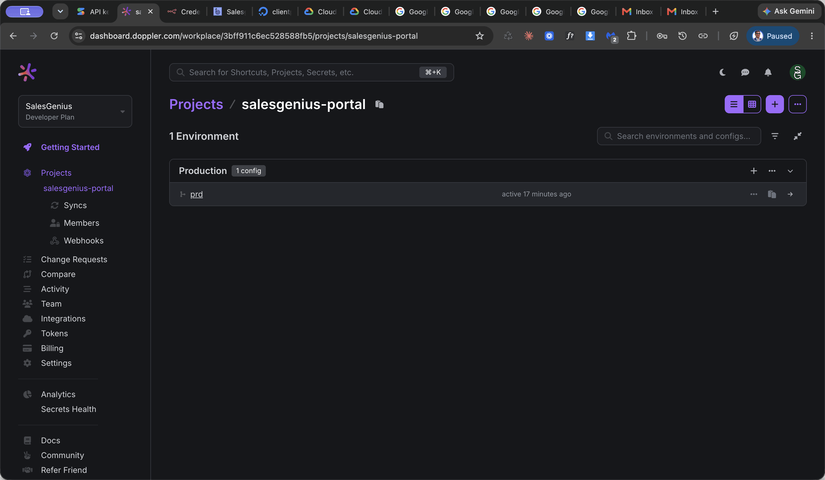 Step #12: Select the prd production environment.