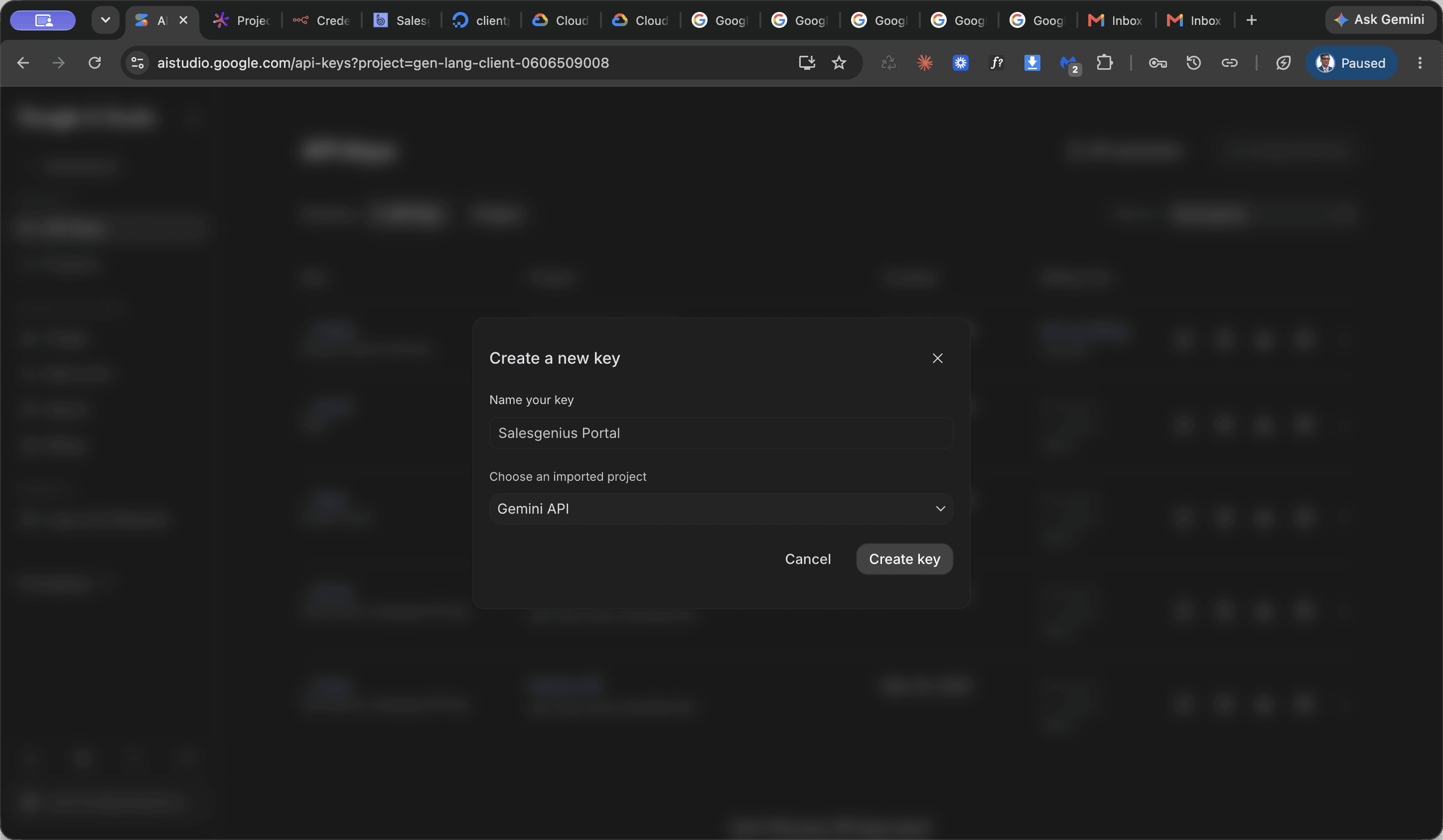 Step #8: Click Create key.