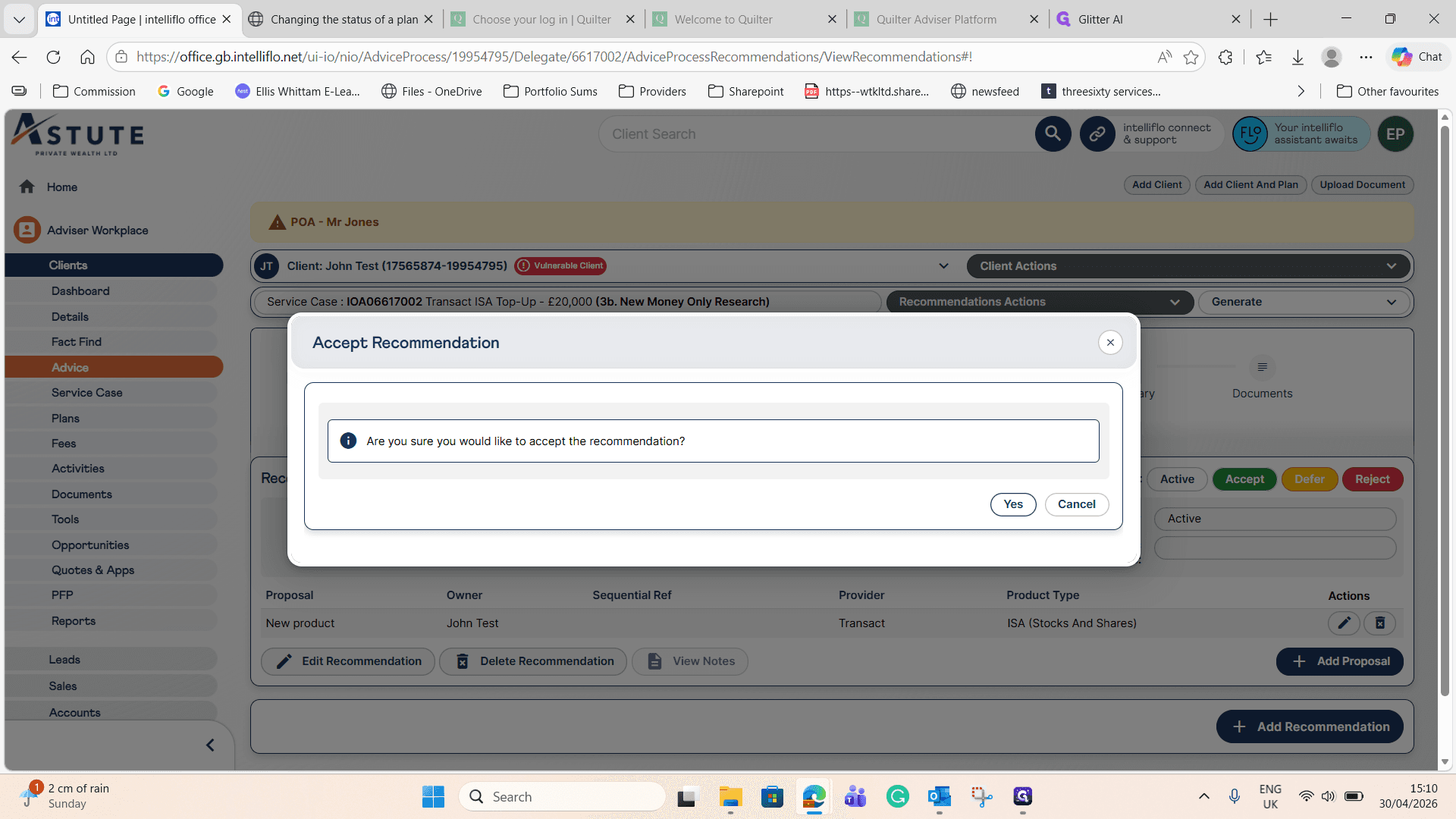 Step #19: Click Yes to confirm the acceptance.