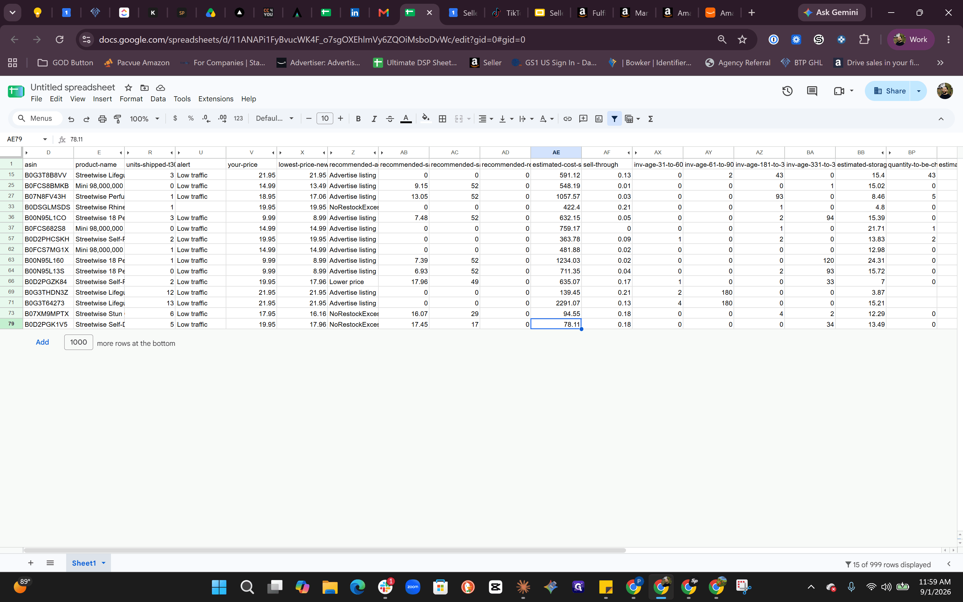 Step #1: Click on "17.96 NoRestockExces" to examine the ASIN and sales velocity over the last 30 days.
