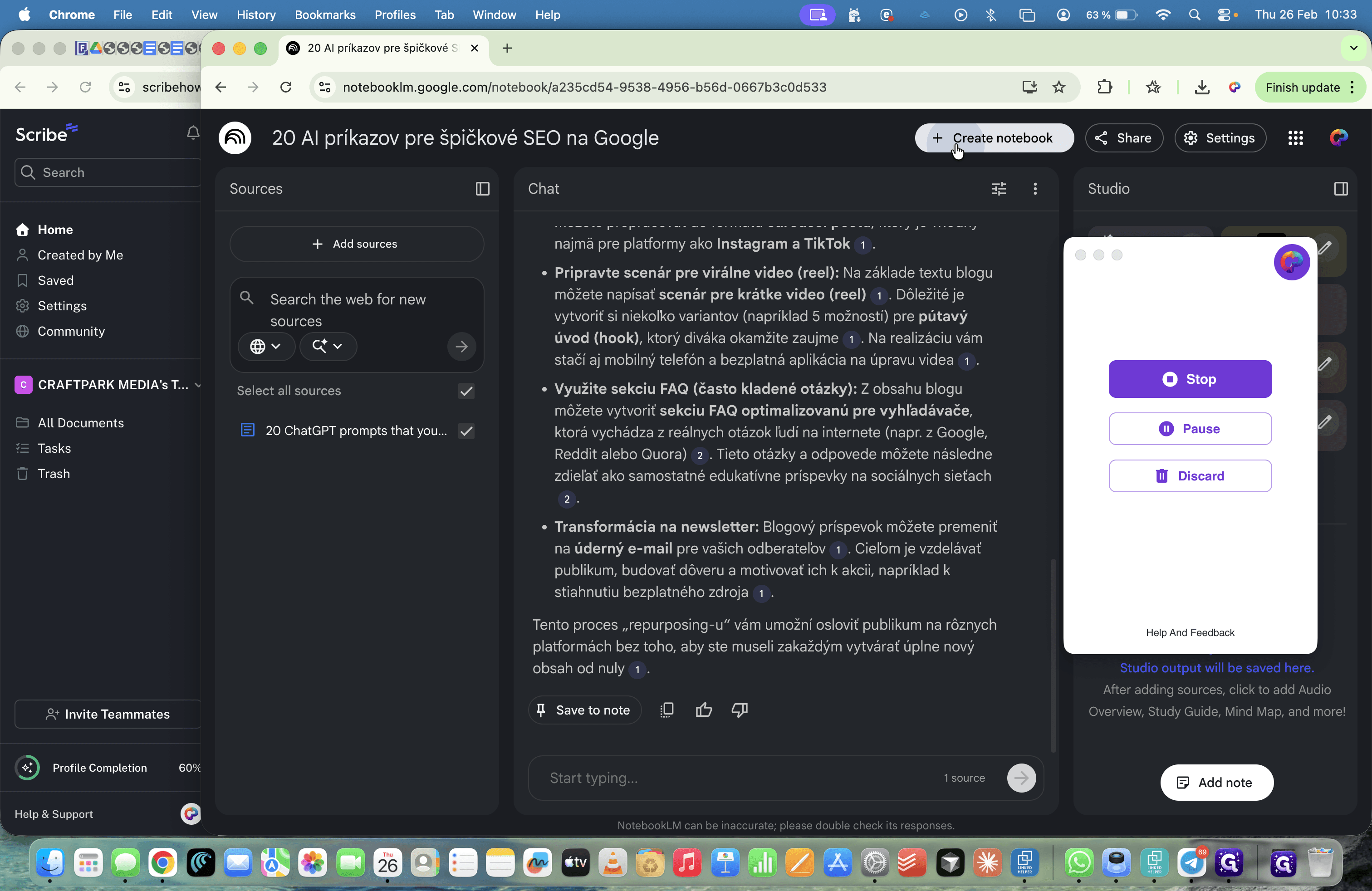Step #18: Kliknite na "+ Create notebook"