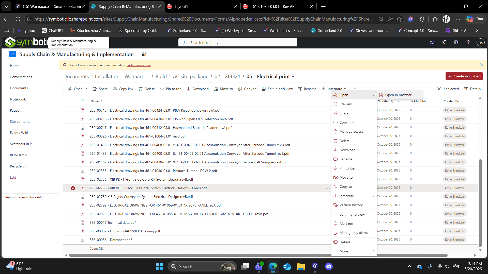 Step #6: Select Open in browser to view the engineering print in a new tab.